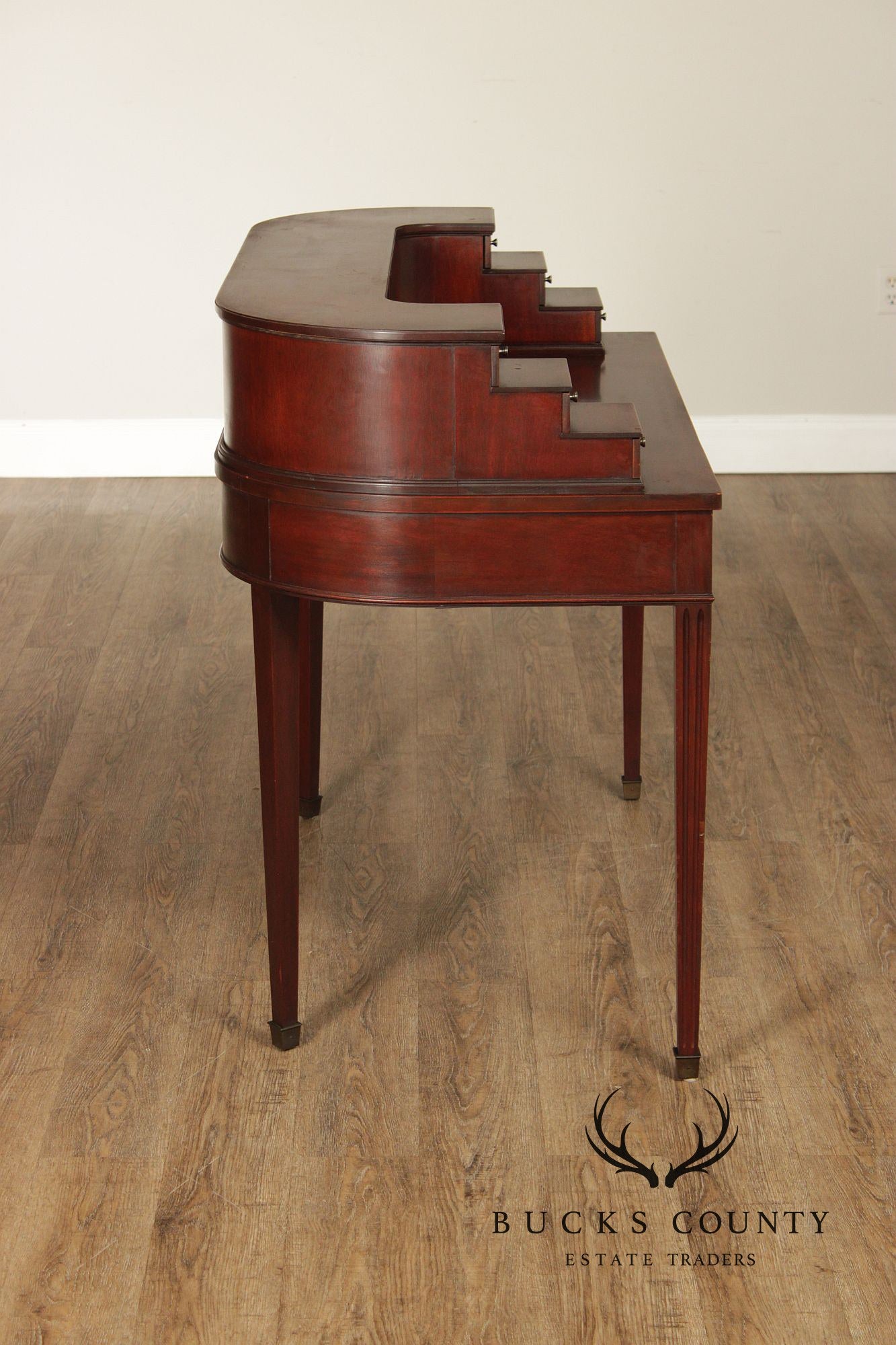 1940's Federal Style Mahogany Carlton House Desk With Tambour Doors