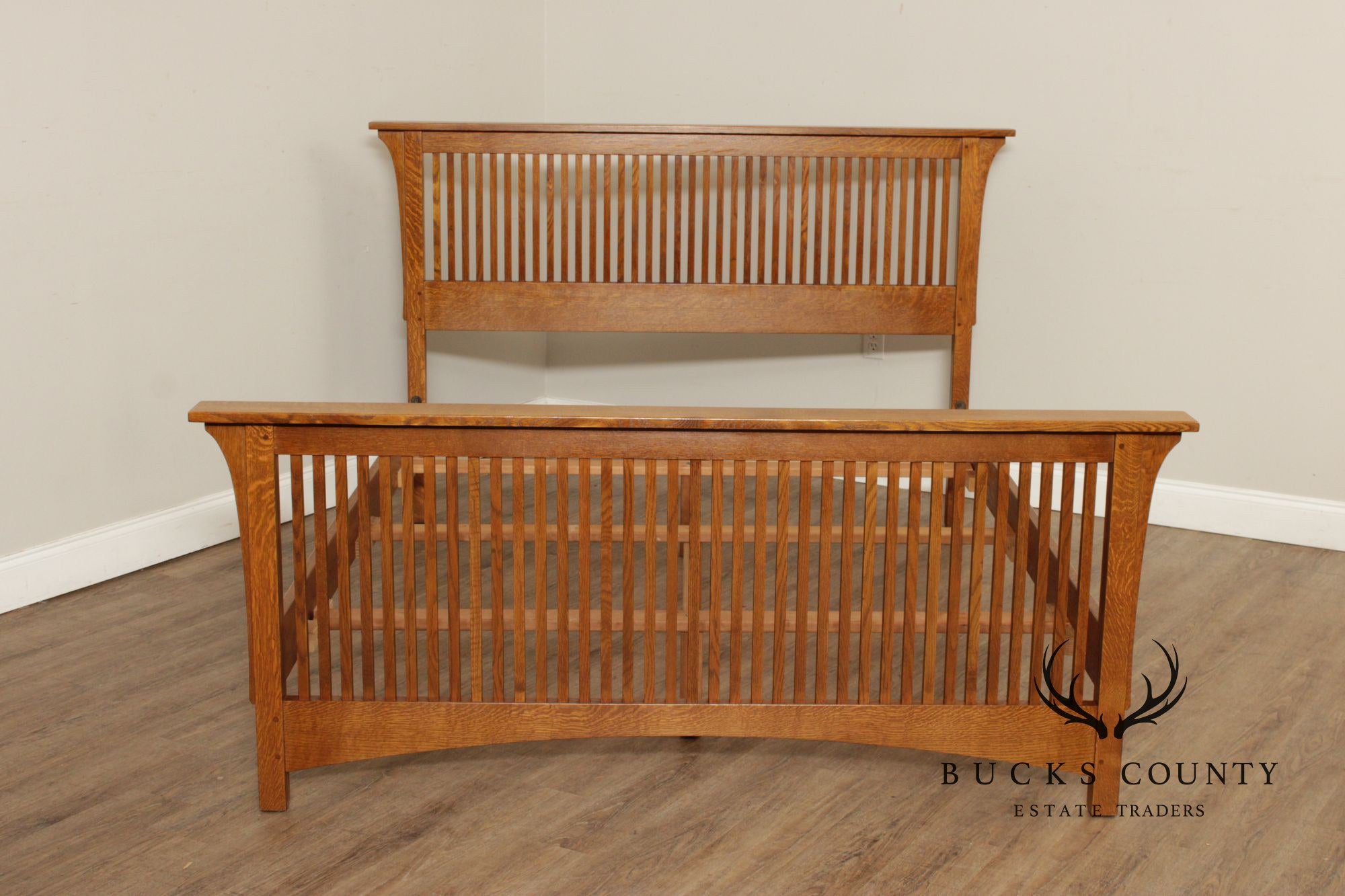 Stickley Mission Collection Oak Spindle Queen Bed