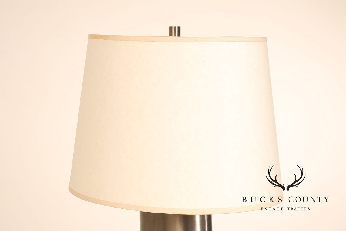 Comfort Co. Modernist Pair of Cylindrical Metal Table Lamps