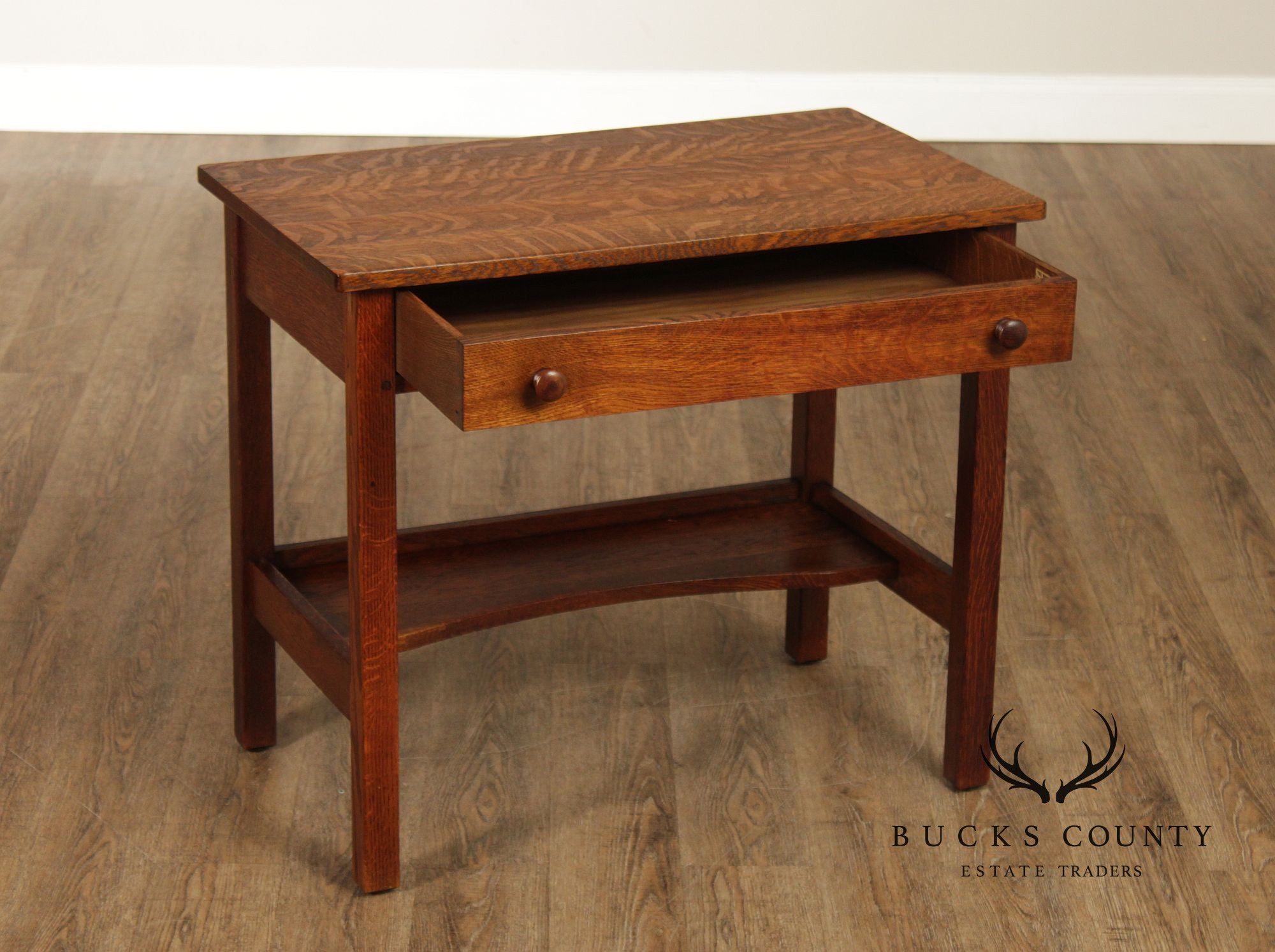 Antique L. & J.G. Stickley Mission Oak One Drawer Writing Table