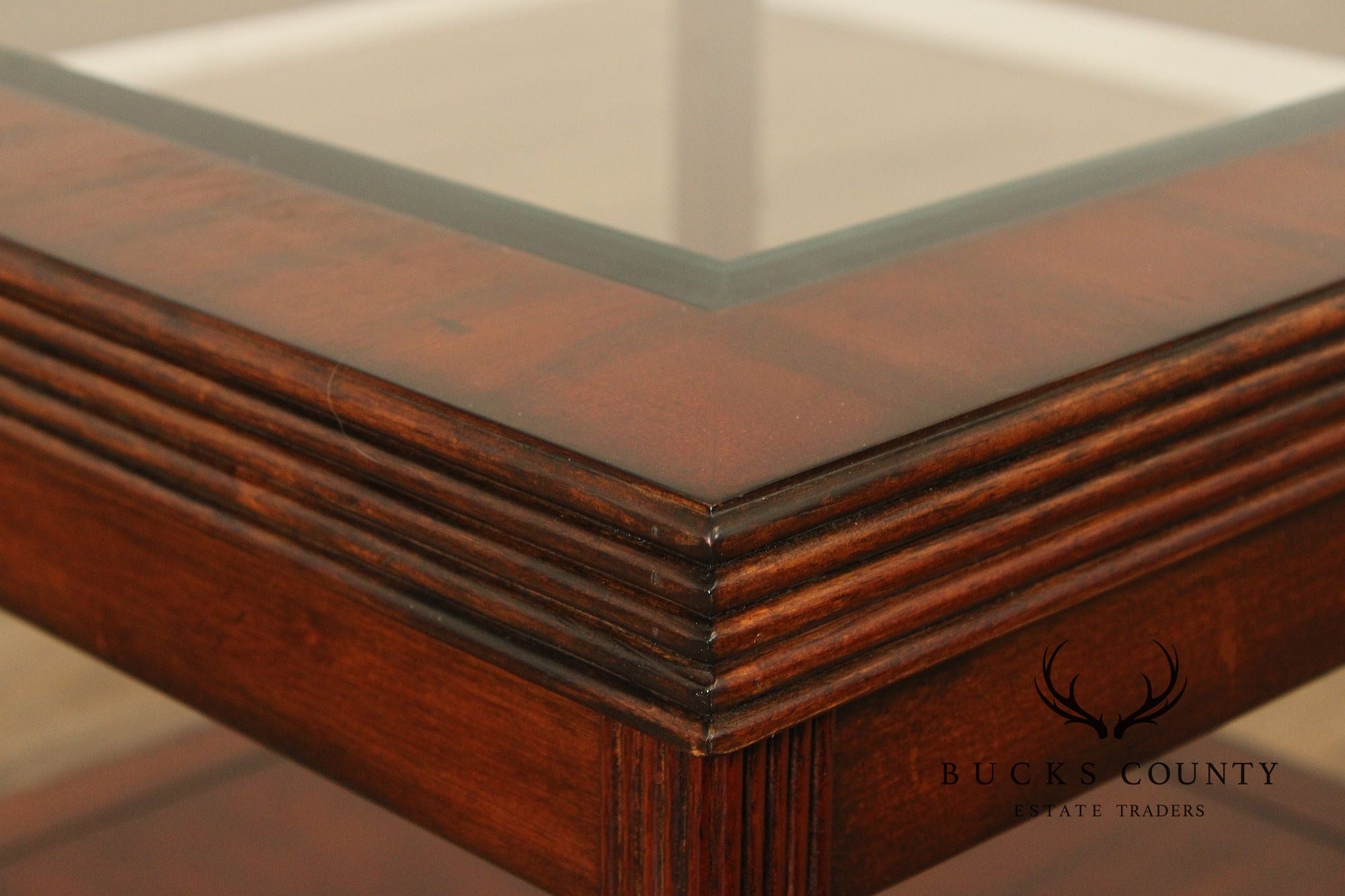 Regency Style Square Mahogany Glass Top End Table