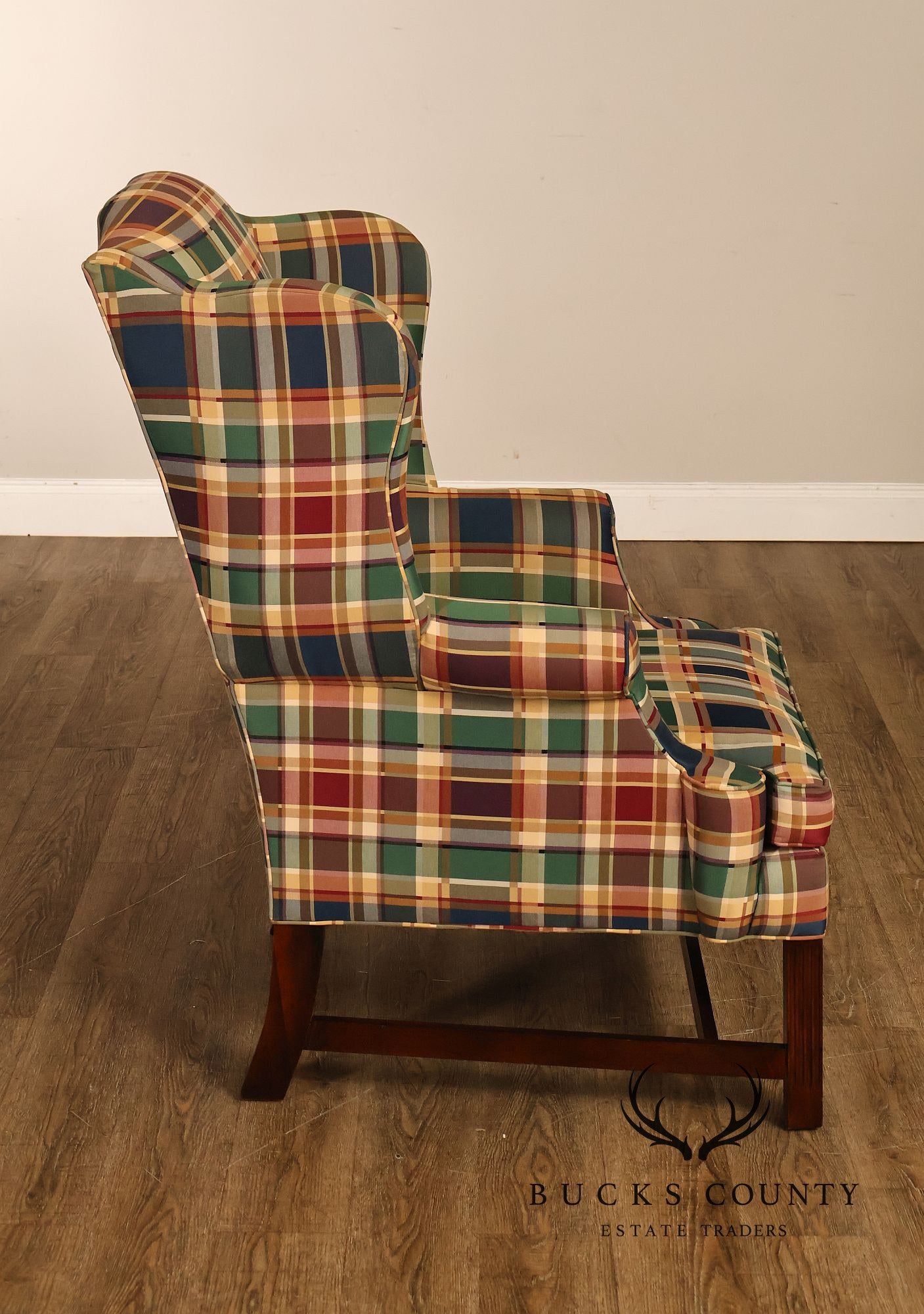 Henredon Custom Folio Collection Plaid Wingback Armchair