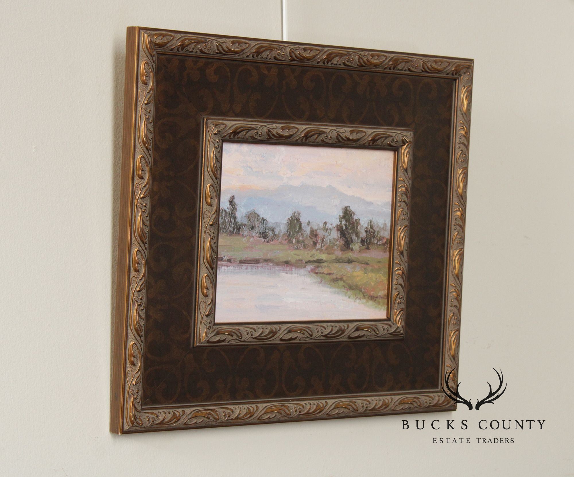 Impressionist Style Landscape Painting Riverbank