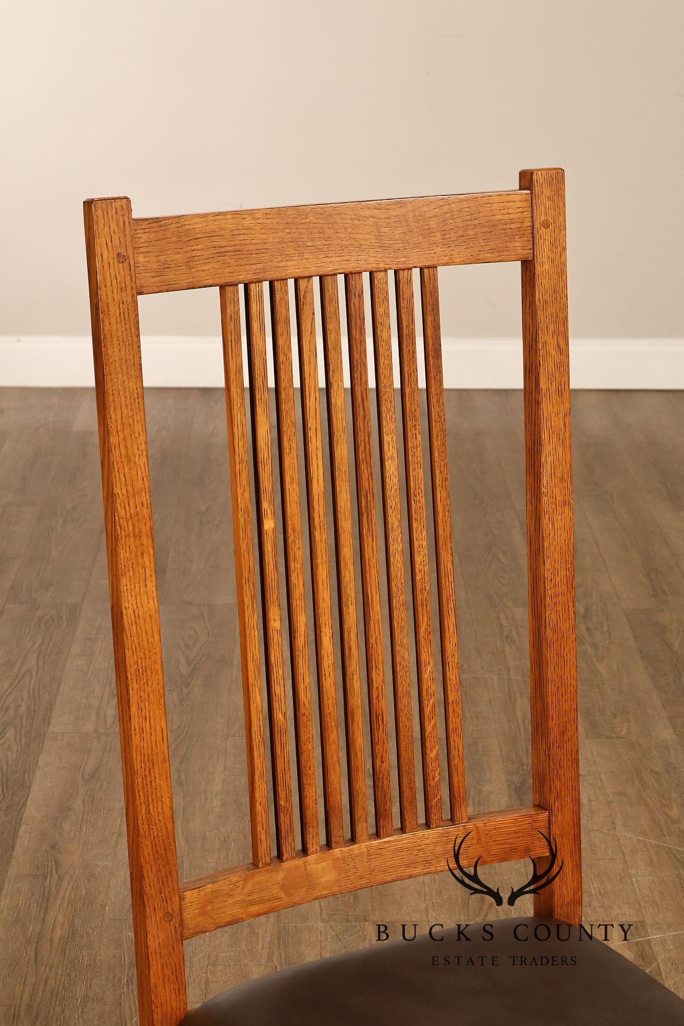 Stickley Mission Collection Set of Eight Oak Spindle Dining Chairs