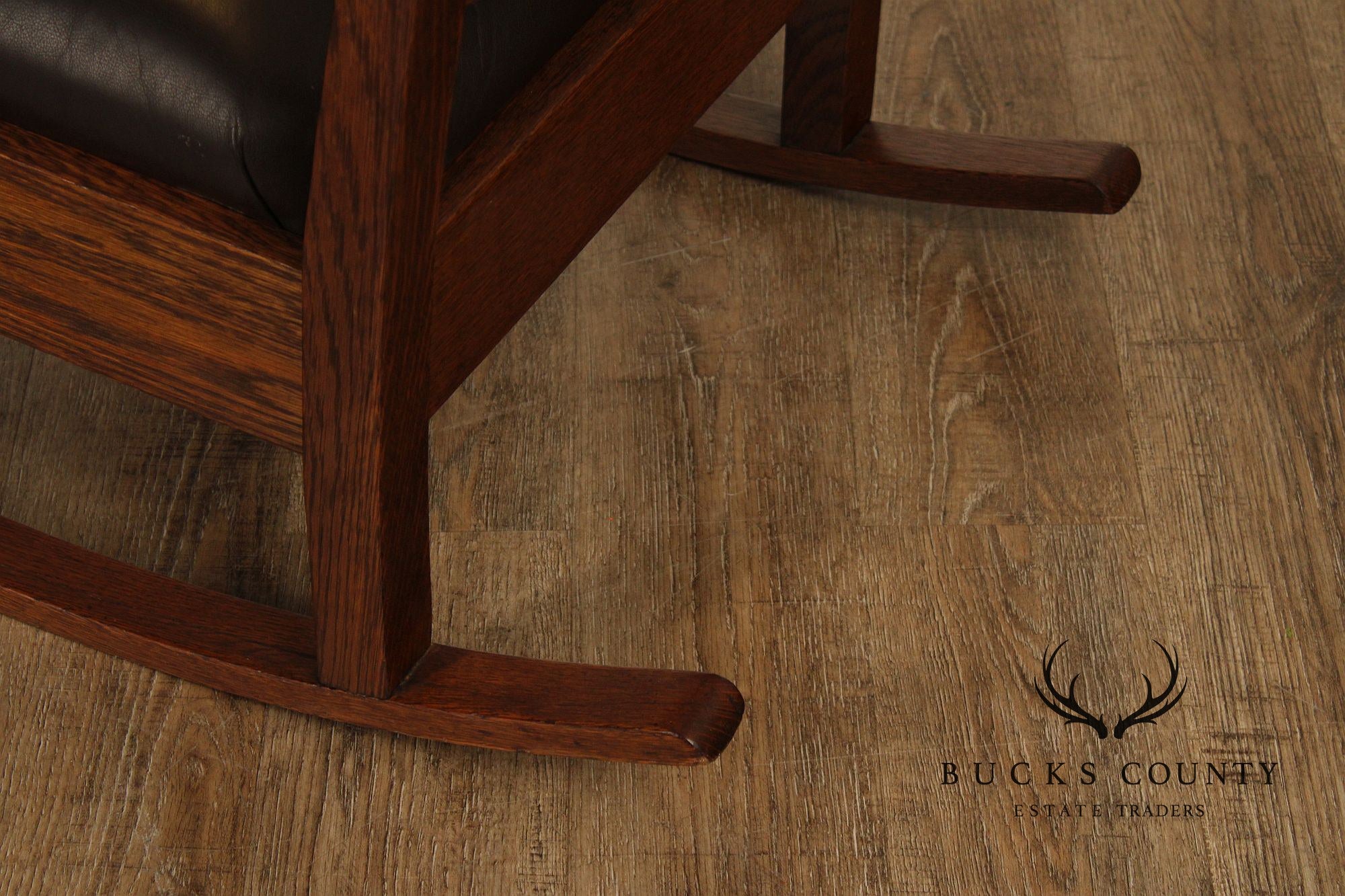Gustav Stickley Mission Oak and Leather Rocker