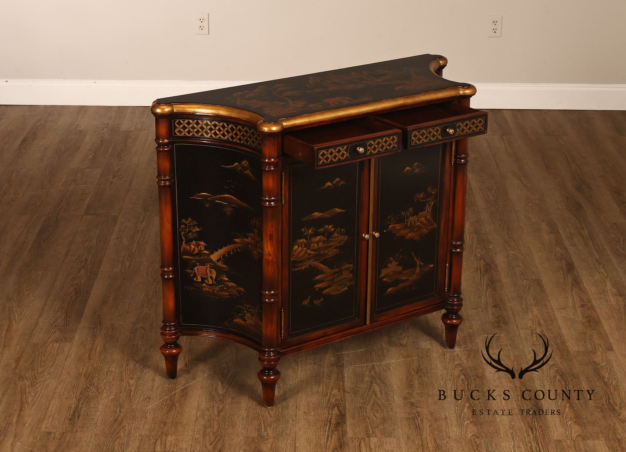 Theodore Alexander Chinoiserie Style Painted Sideboard Cabinet