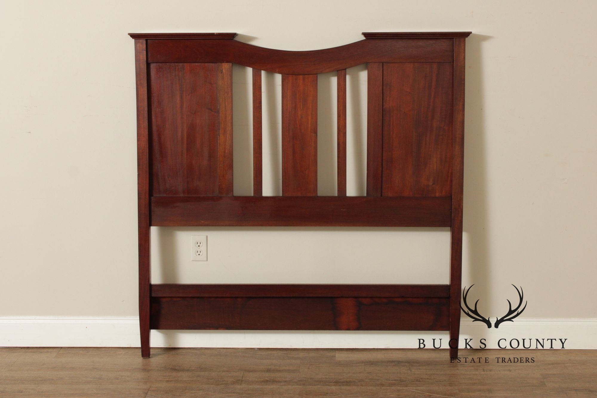 Arts & Crafts Style Carved Mahogany Full-Size Headboard