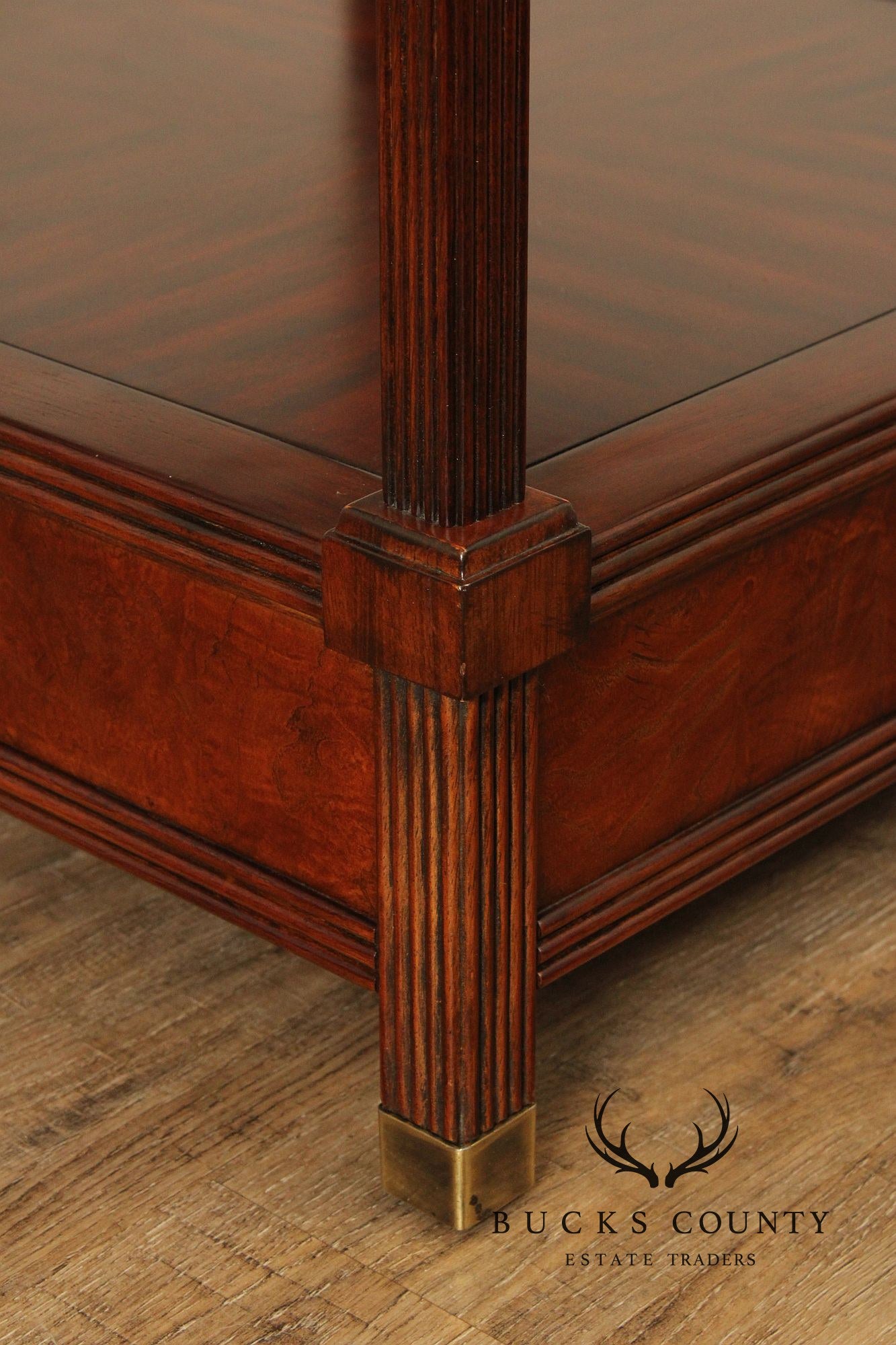 Regency Style Square Mahogany Glass Top End Table