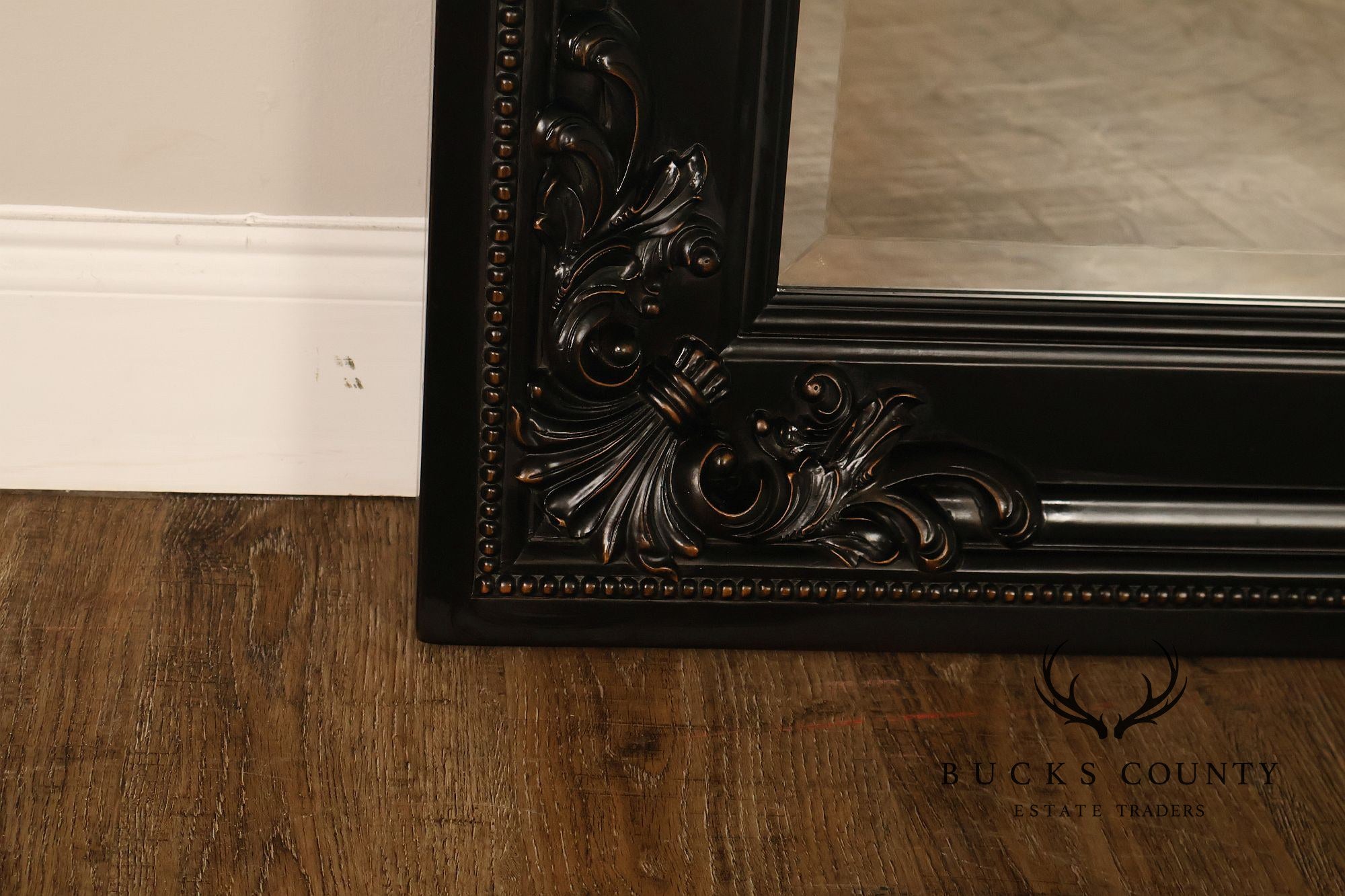 Rococo Style Large Ebonized Leaner Mirror