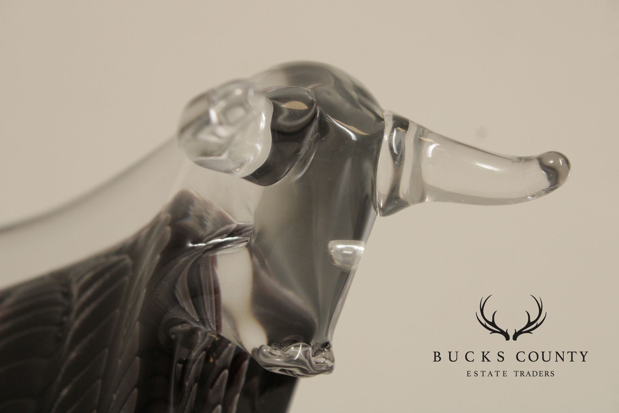 F.M. Konstglas Glass Bull Sculpture