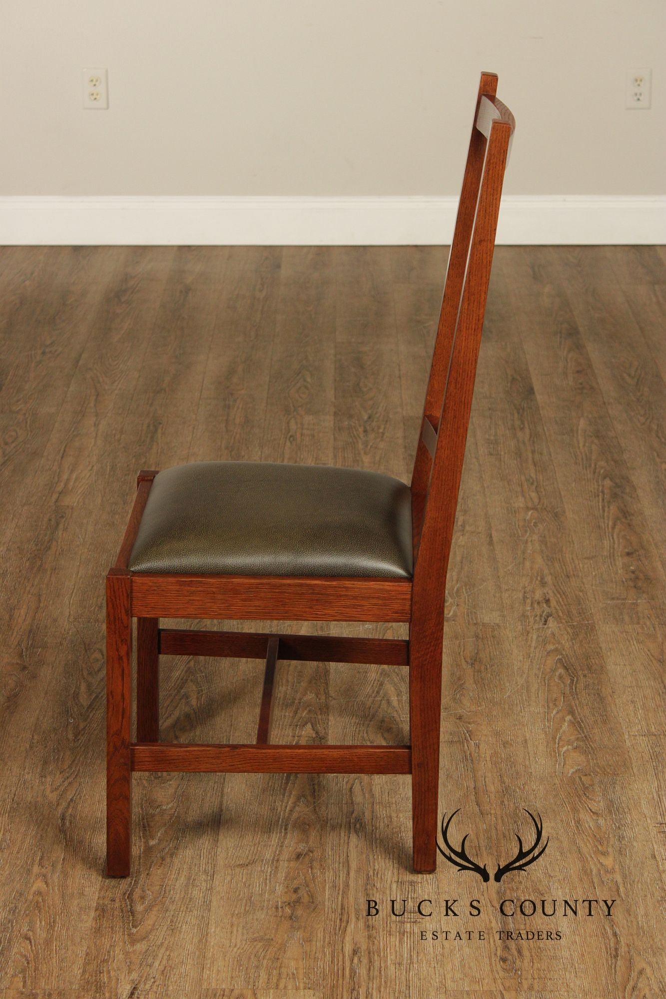 Stickley Mission Collection Pair Oak Spindle Side Dining Chairs
