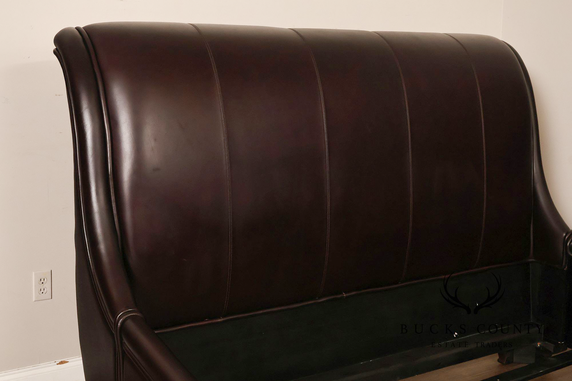 Stanley Leather King Size Sleigh Bed