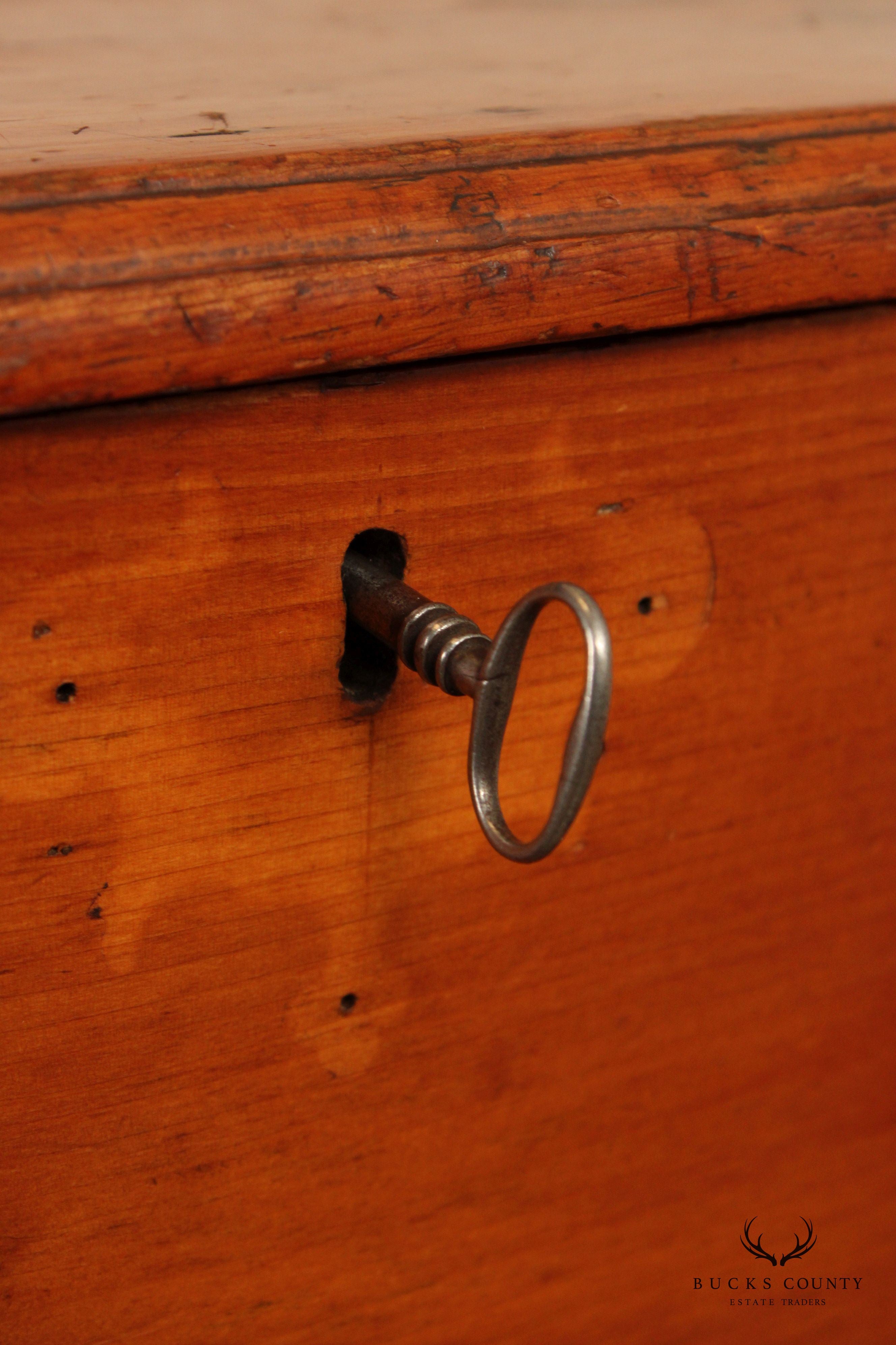 Antique Chippendale Large Two-Drawer Pine Blanket Chest