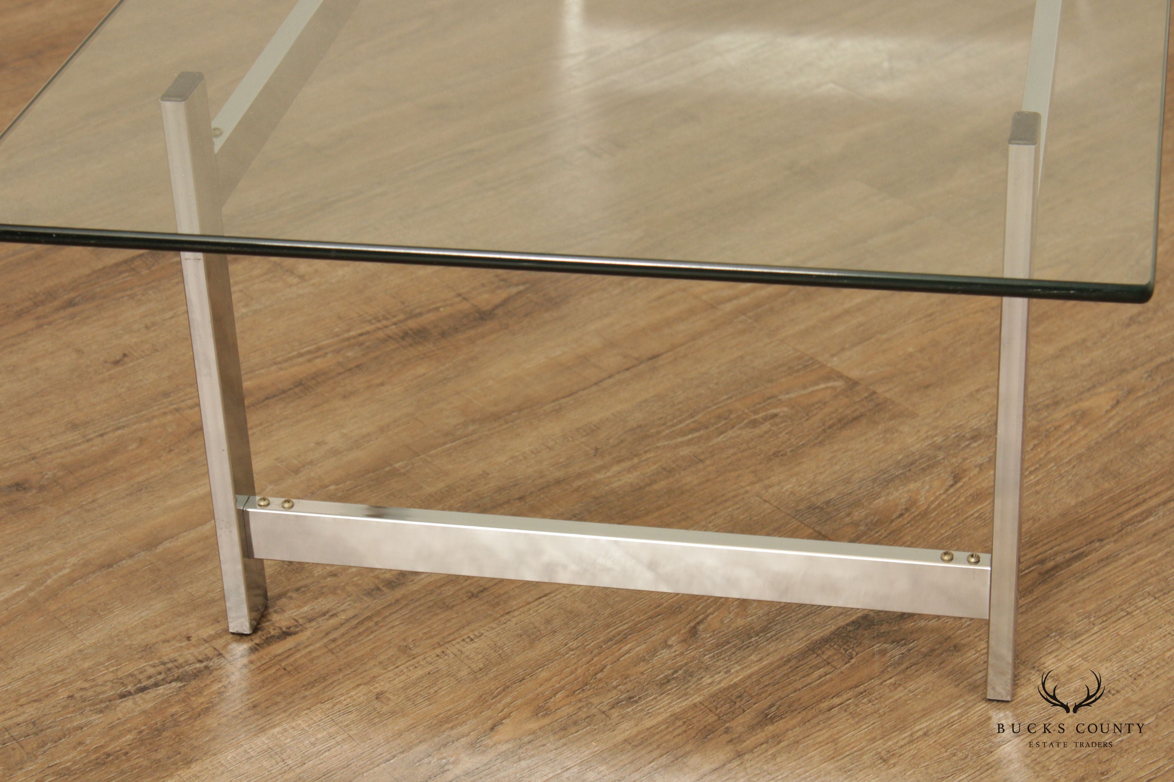 Modern Glass Top Chrome Coffee Table