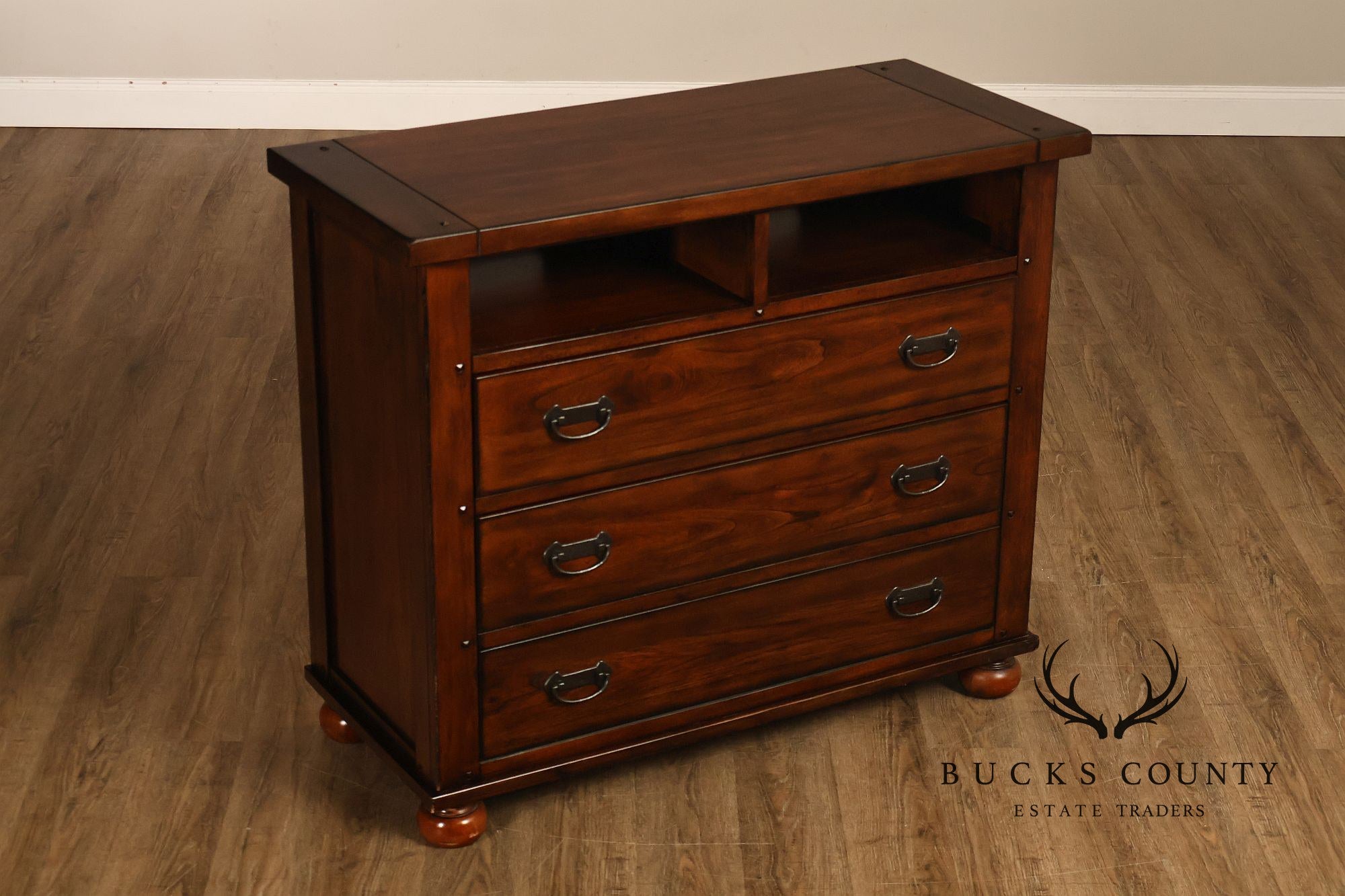 Mission Style Media Chest With Open Storage