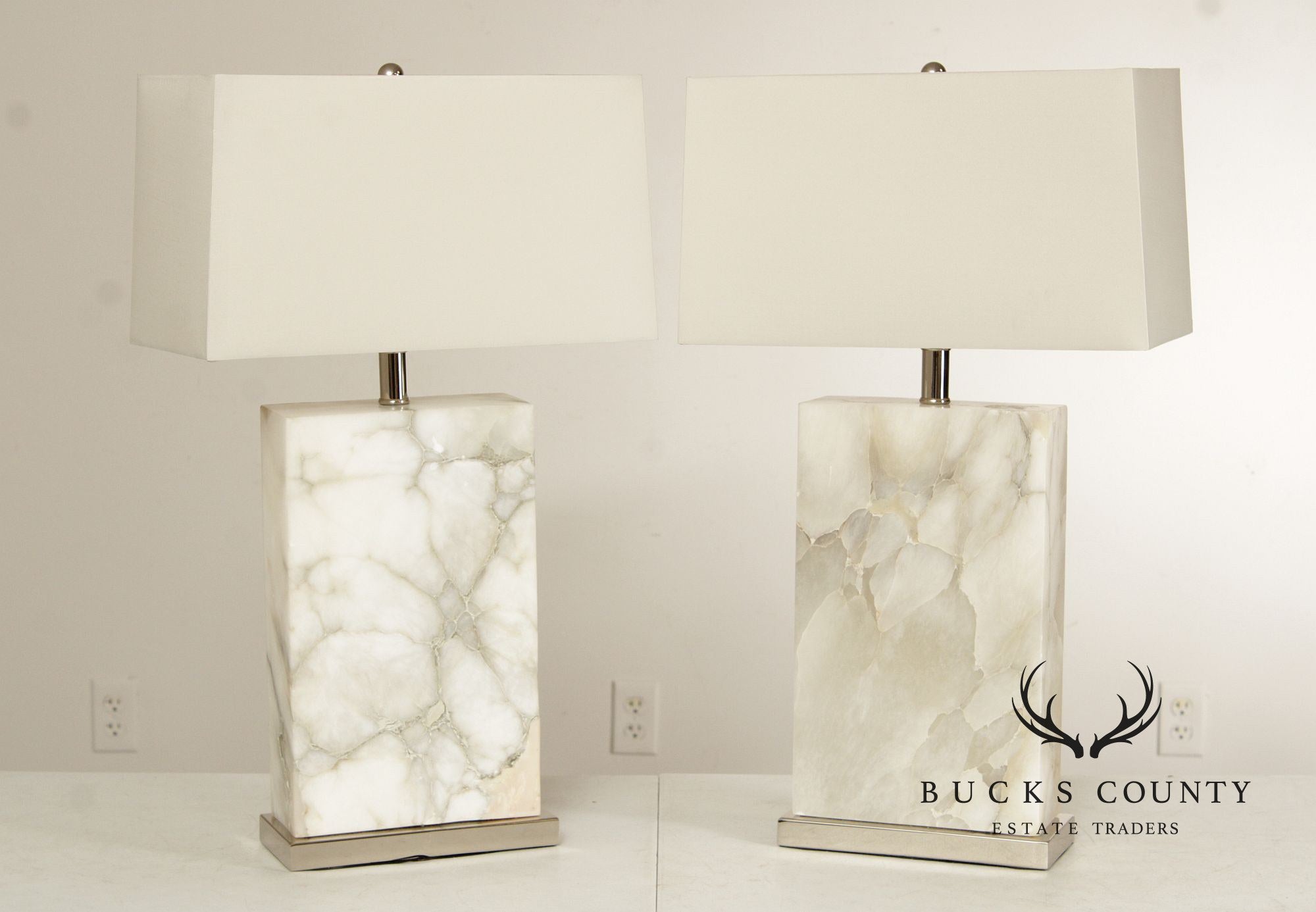 Arteriors Pair of 'Carson' Marble Table Lamps