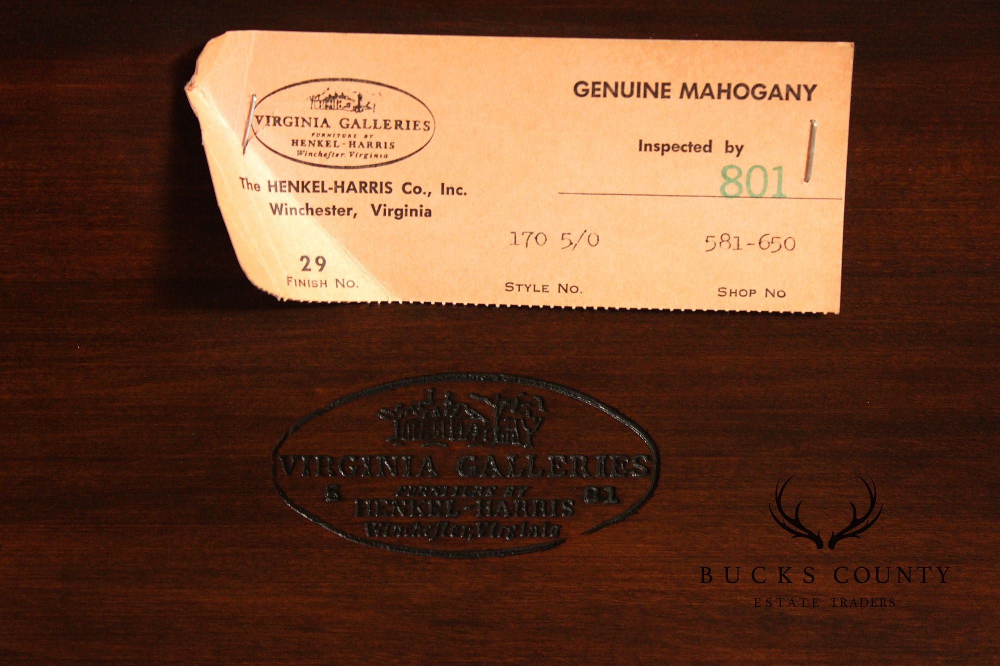 Henkel Harris Virginia Galleries Genuine Mahogany Queen Size Four Poster Bed