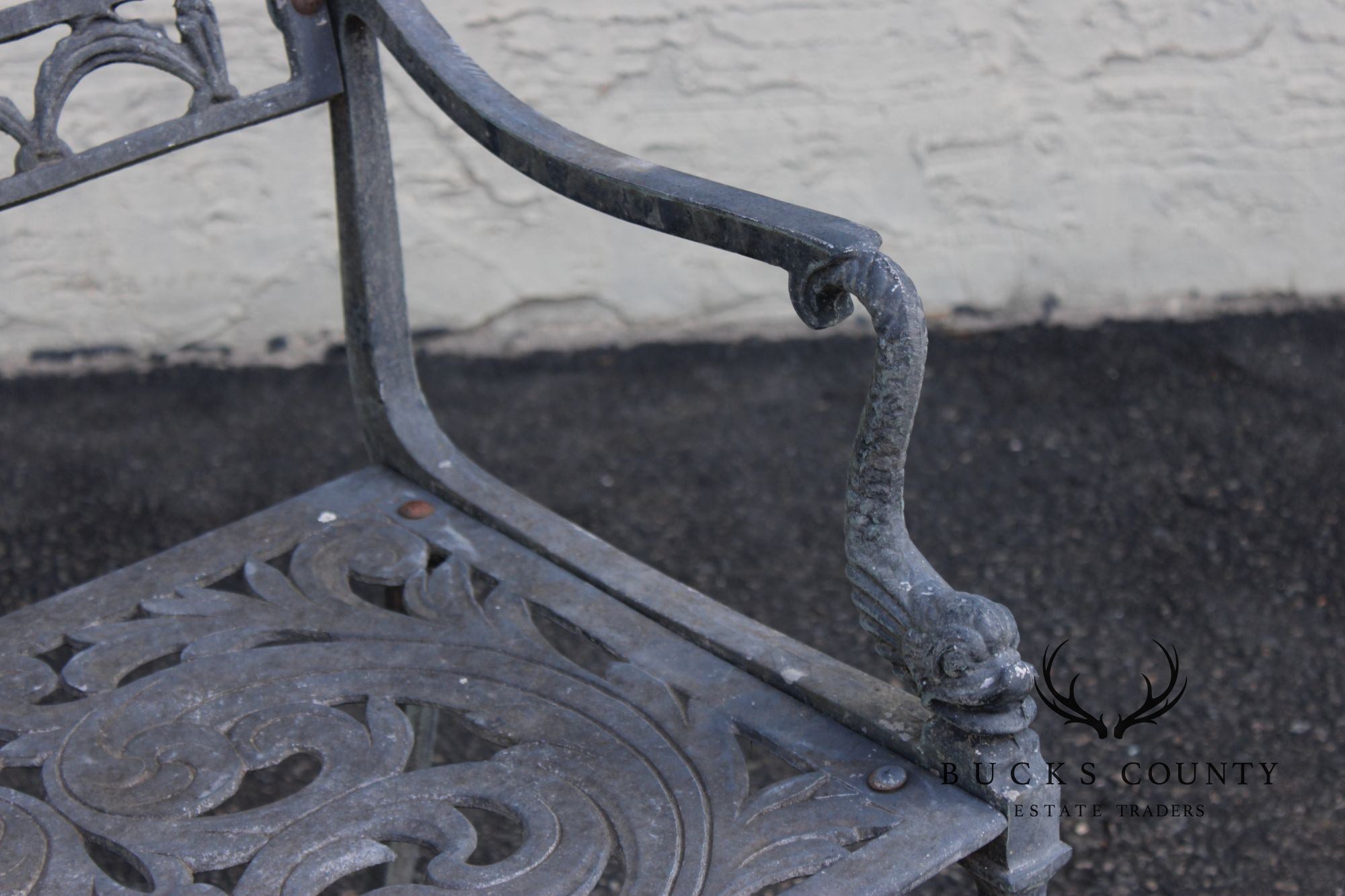 Cast Aluminum Neoclassical Style Outdoor Garden Armchair