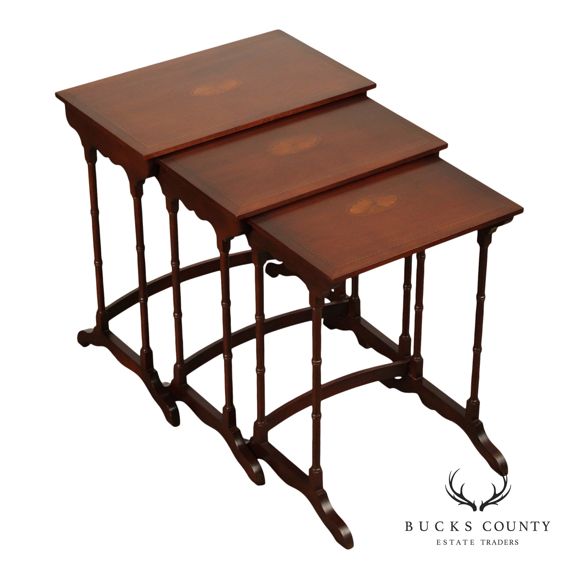 Colony Furniture Regency Style Inlaid Mahogany Nesting Tables