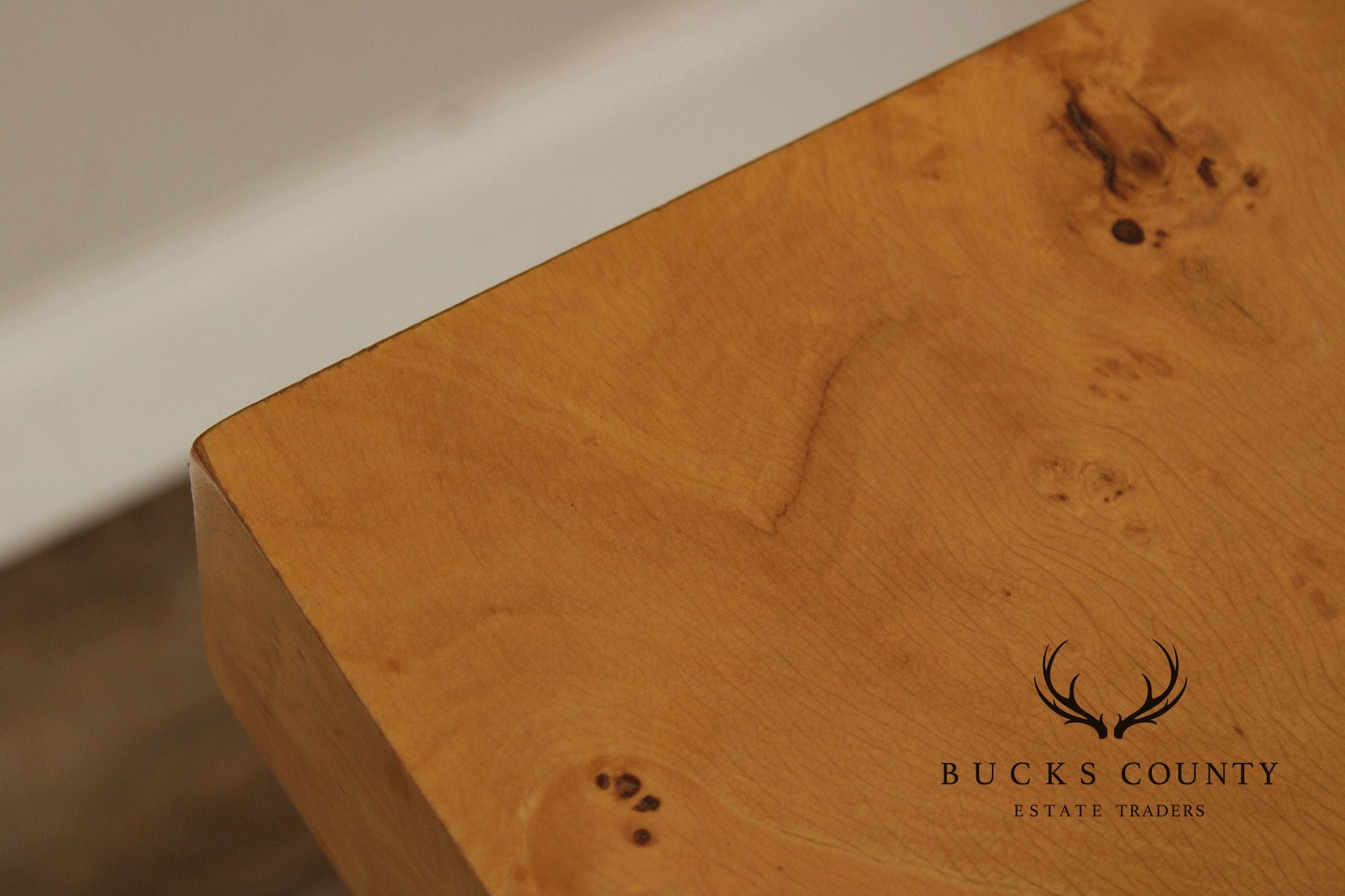 Milo Baughman Style Burlwood Extension Dining Table with 2 Leaves