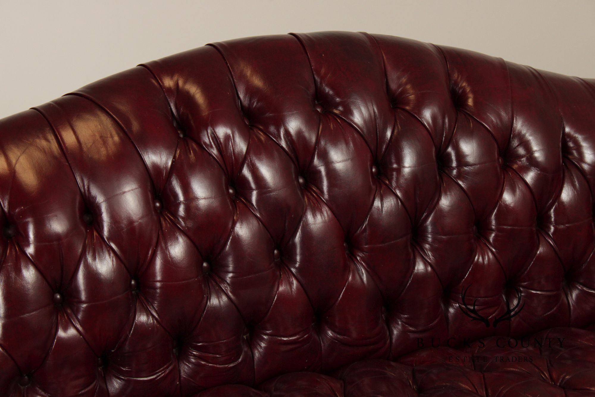 Chippendale Style Tufted Leather Chesterfield Camelback Sofa