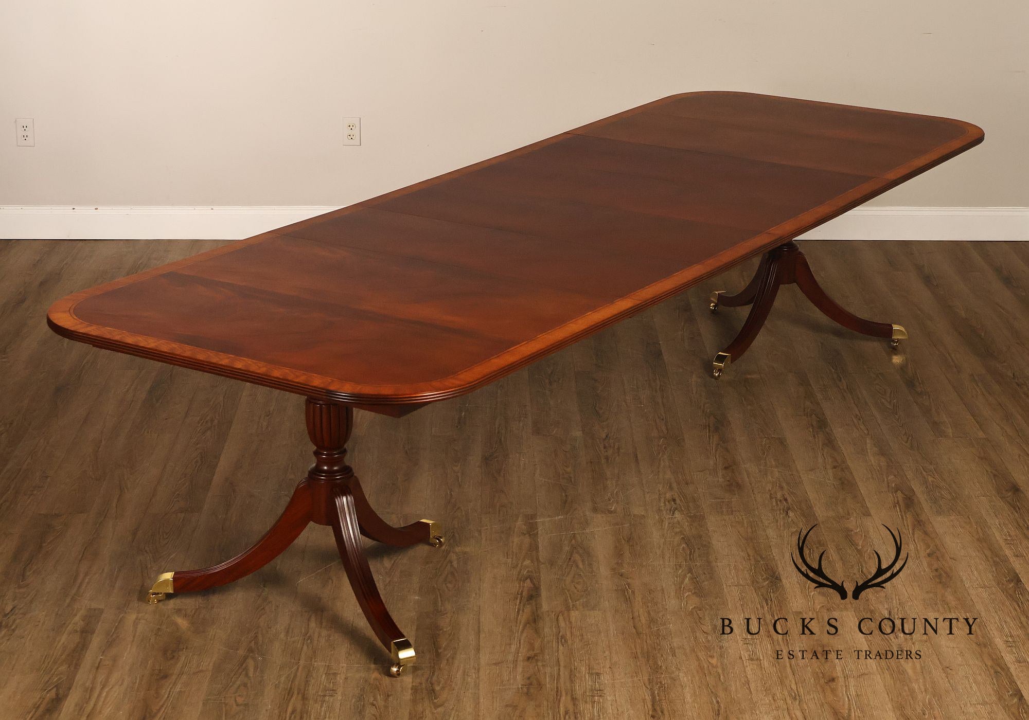 Craftique Mahogany Dining Table With Satin Wood Banding- 4 Leaves
