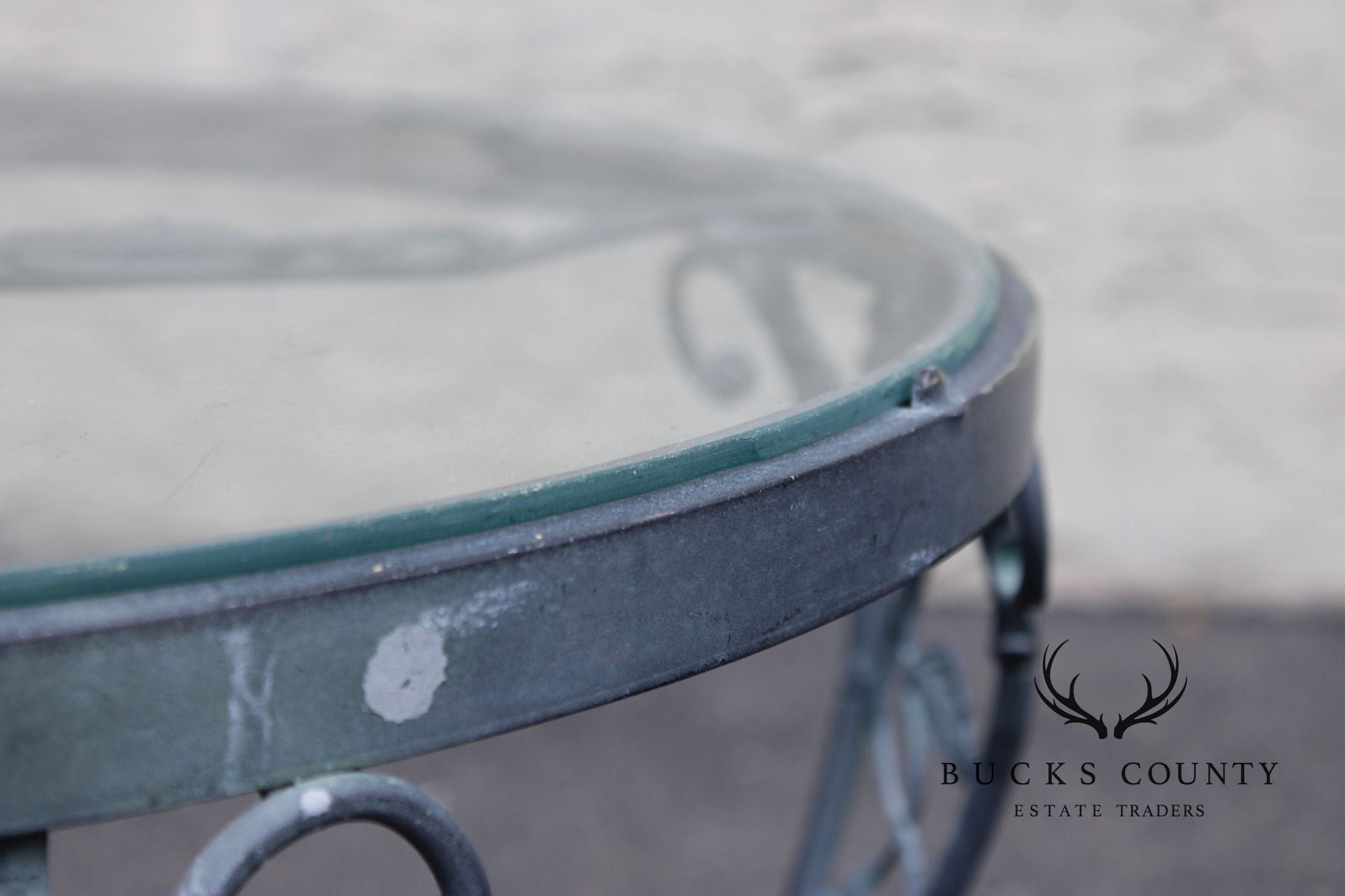 Woodard 'Chantilly Rose' Glass Top Wrought Iron Patio Side Table