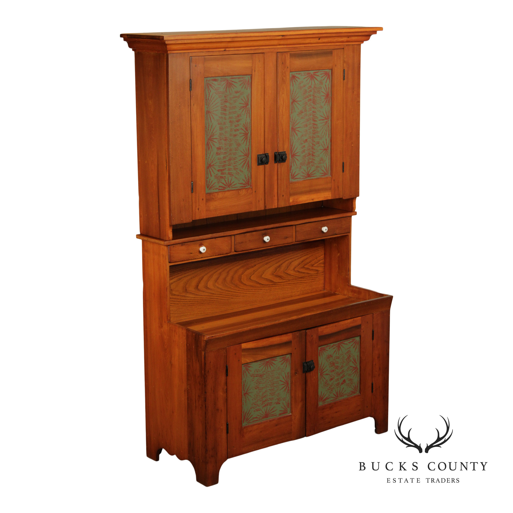 Custom Amish Crafted Primitive Farmhouse Hutch Cabinet