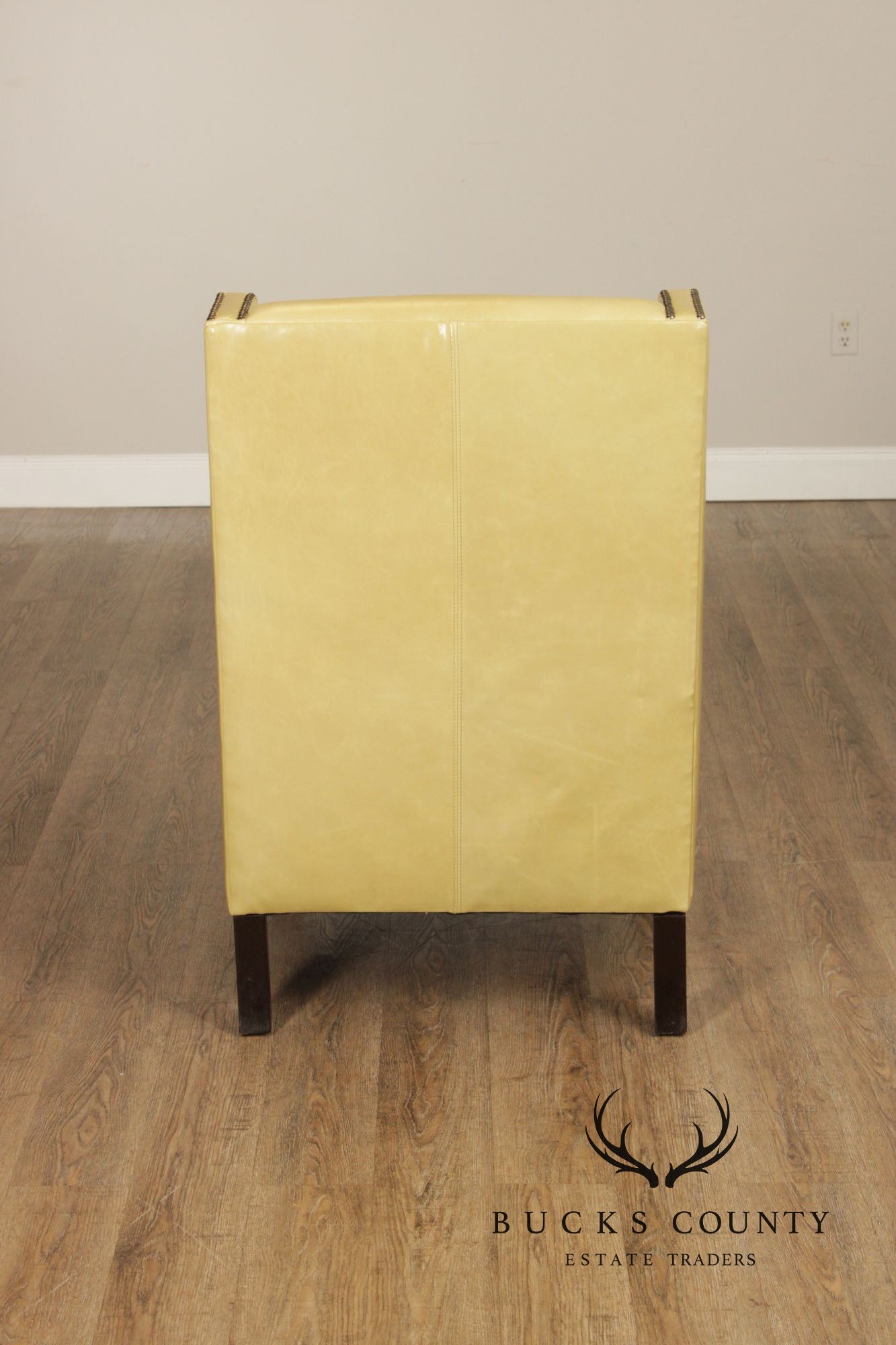 Pair Of Contemporary Style Yellow Leather Lounge Chairs