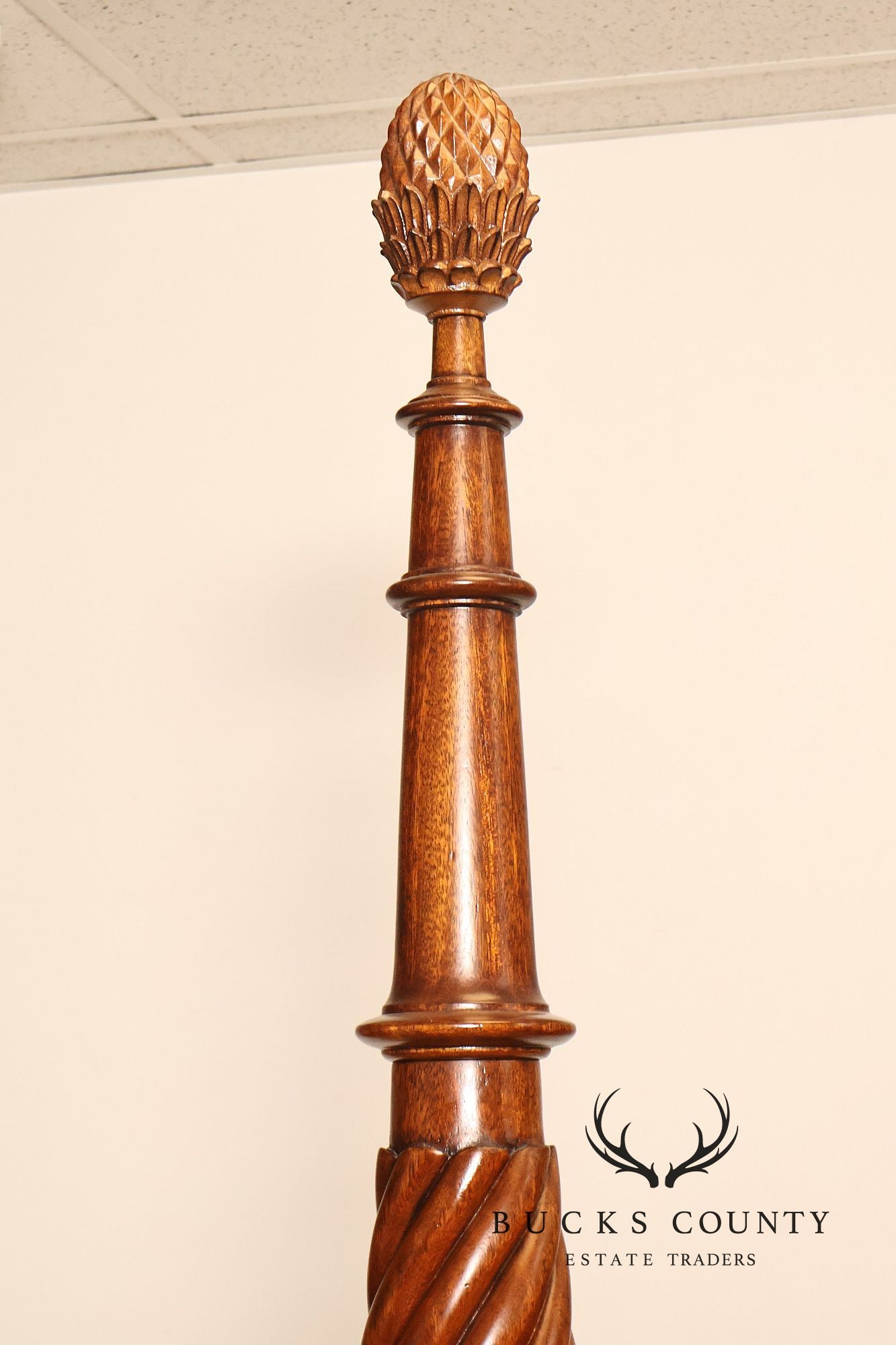 Colonial Revival Carved Mahogany King Size Four Poster Bed