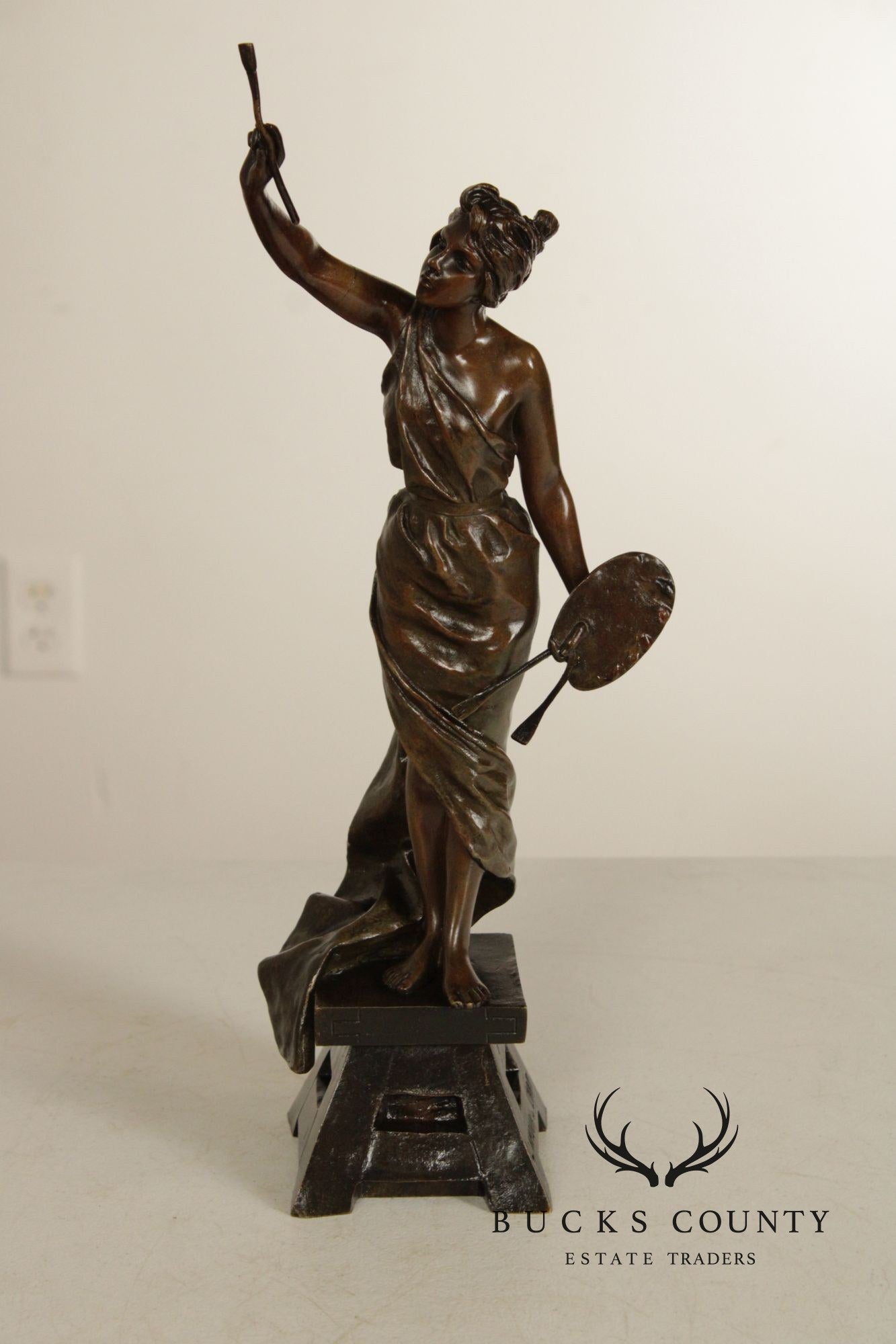 Emmanuel Villanis Bronze Statue, 'L'Amour de L'Art'