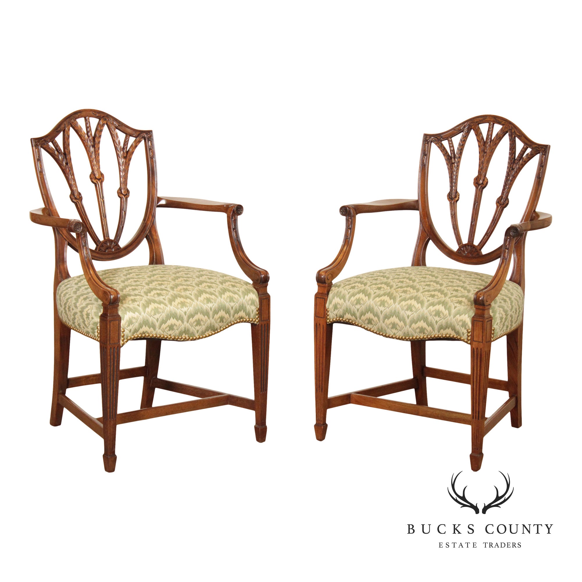 Hepplewhite Style Pair of Mahogany Armchairs