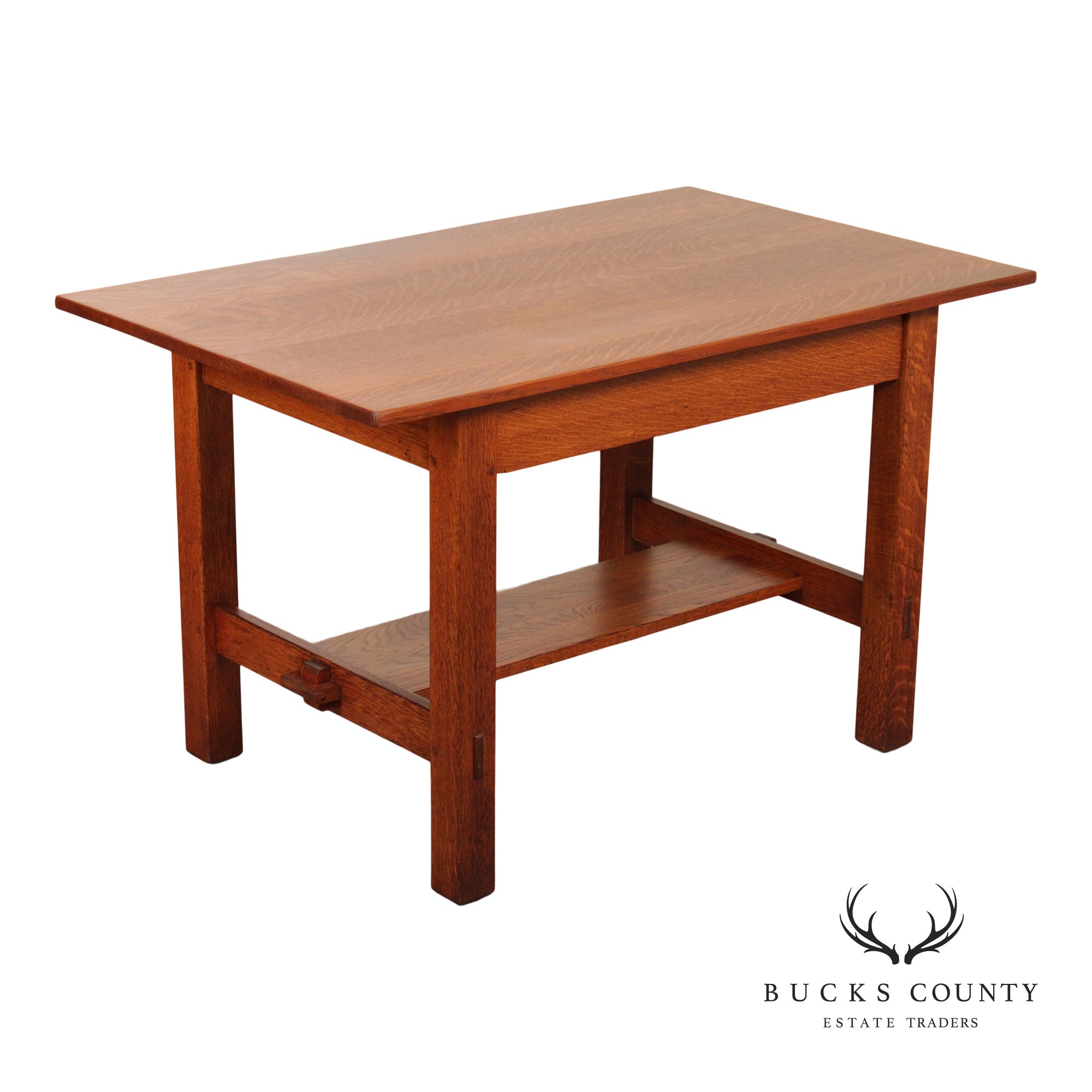 L. & J.G. Stickley Antique Mission Oak Library Table Writing Desk