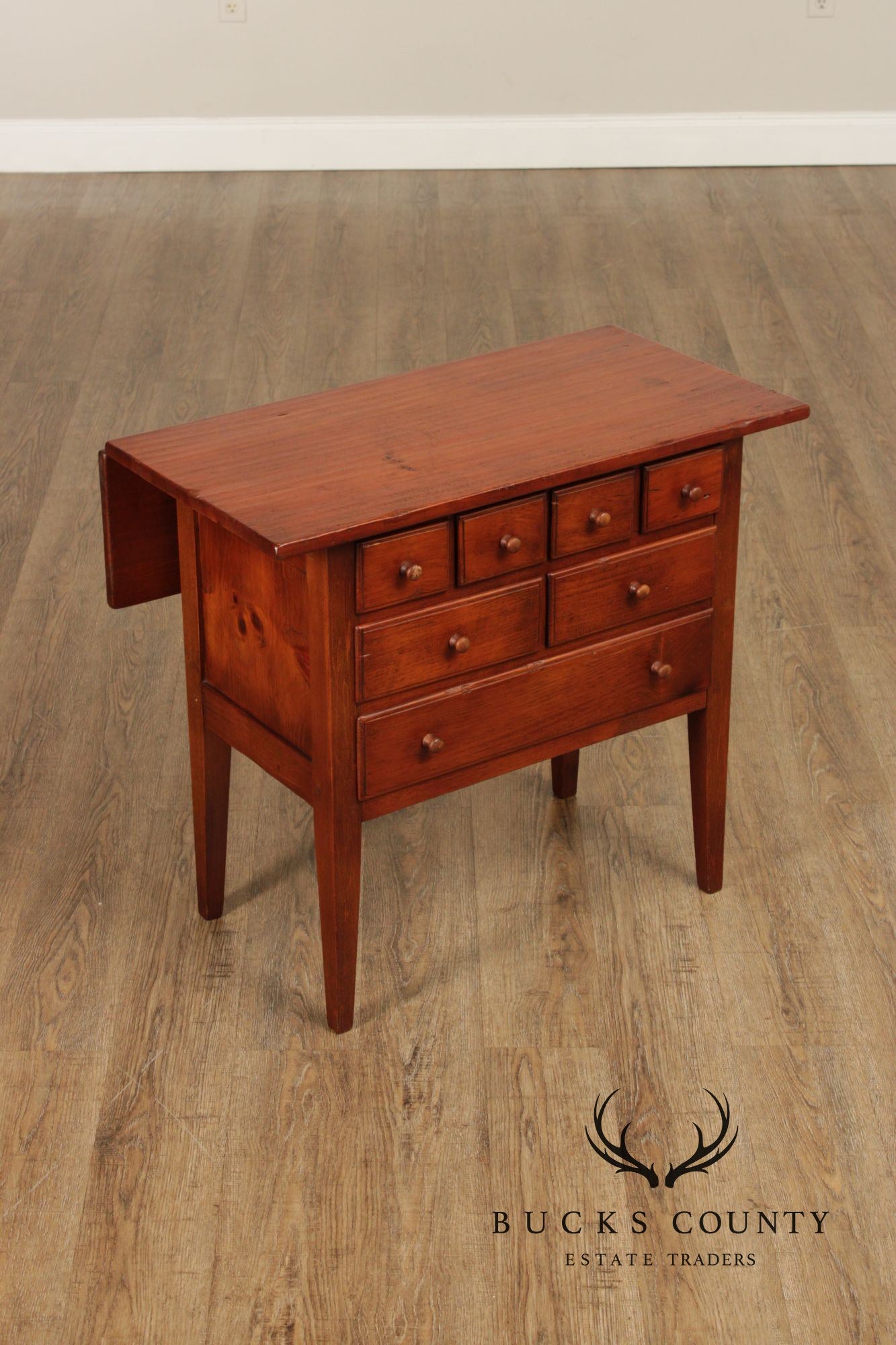 Shaker Style Custom Pine Drop-Leaf Sewing Cabinet