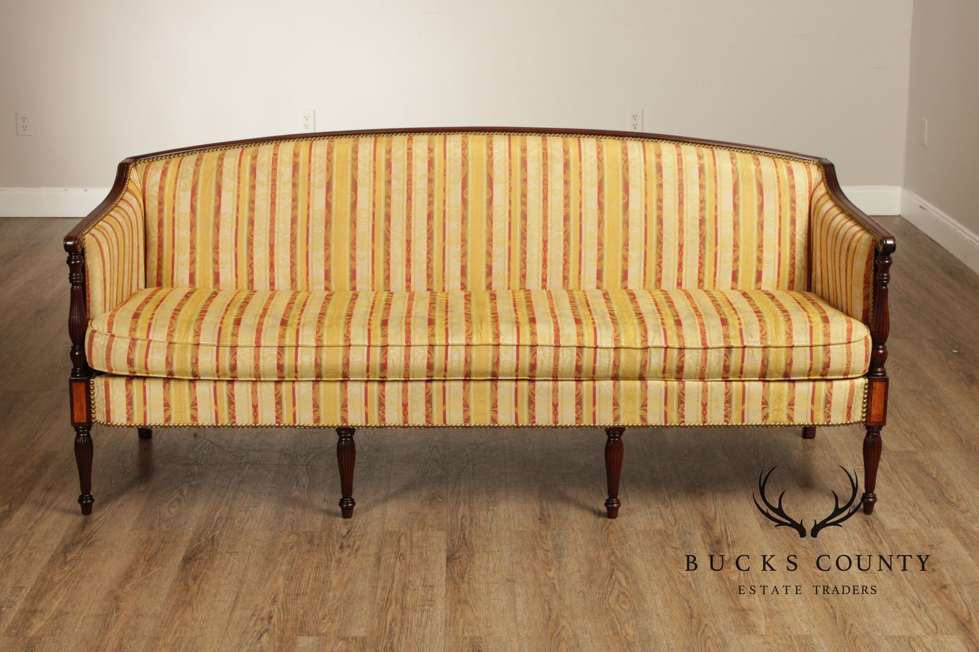 Sheraton Style Upholstered Mahogany Sofa