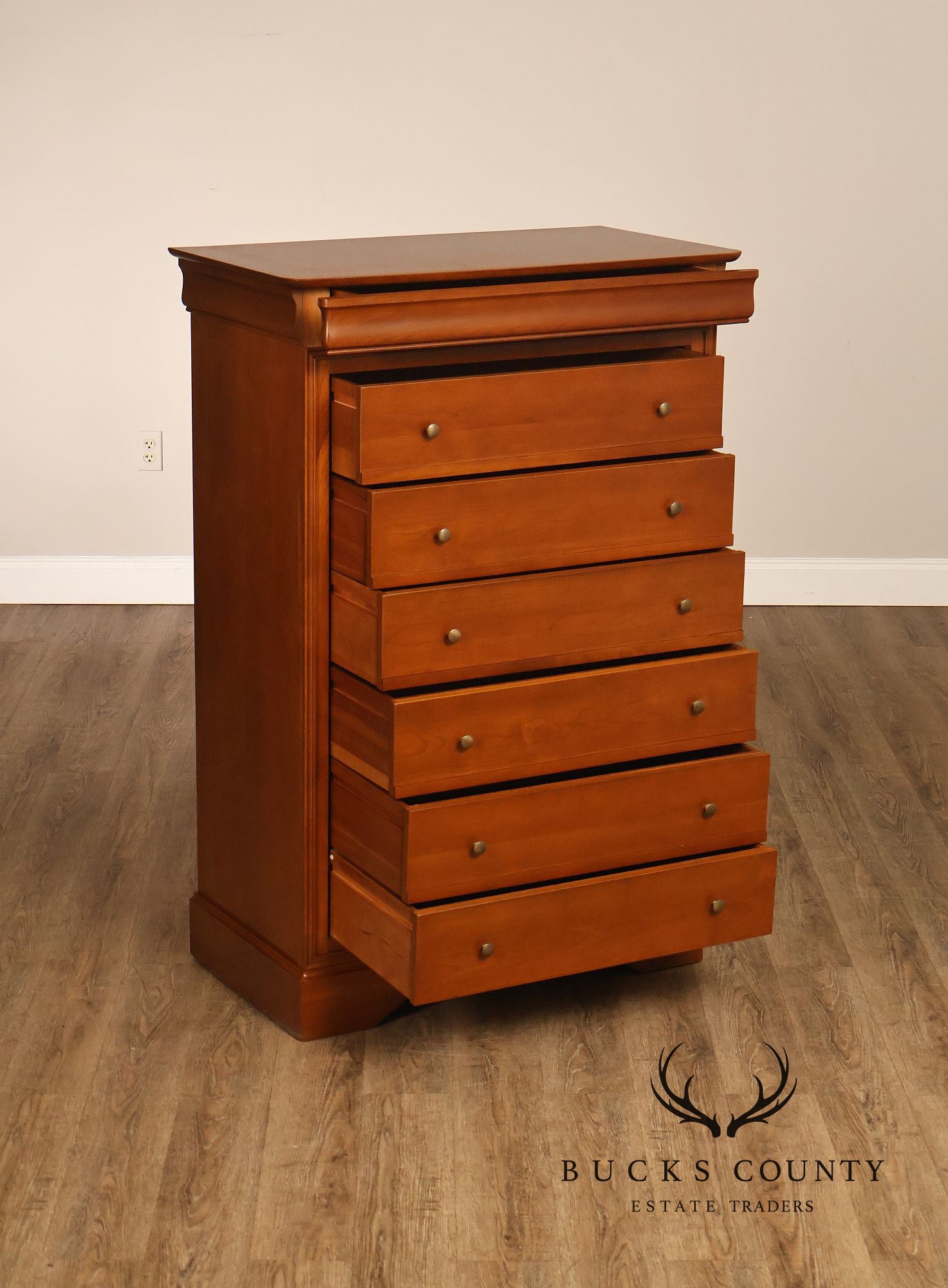Louis Philippe Style Cherry Seven Drawer Tall Chest Of Drawers
