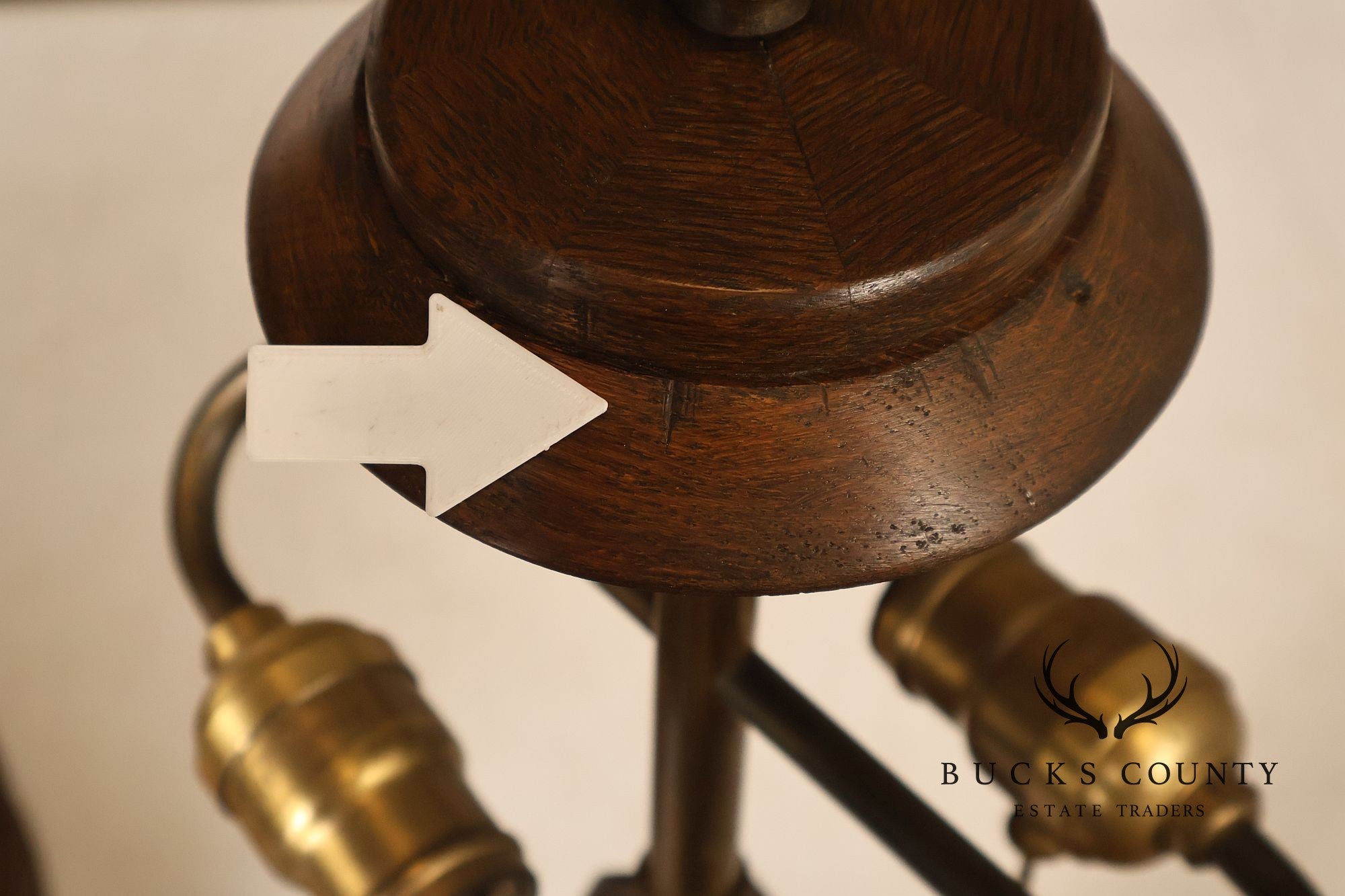 Antique Arts And Crafts Oak Table Lamp With Wicker Shade