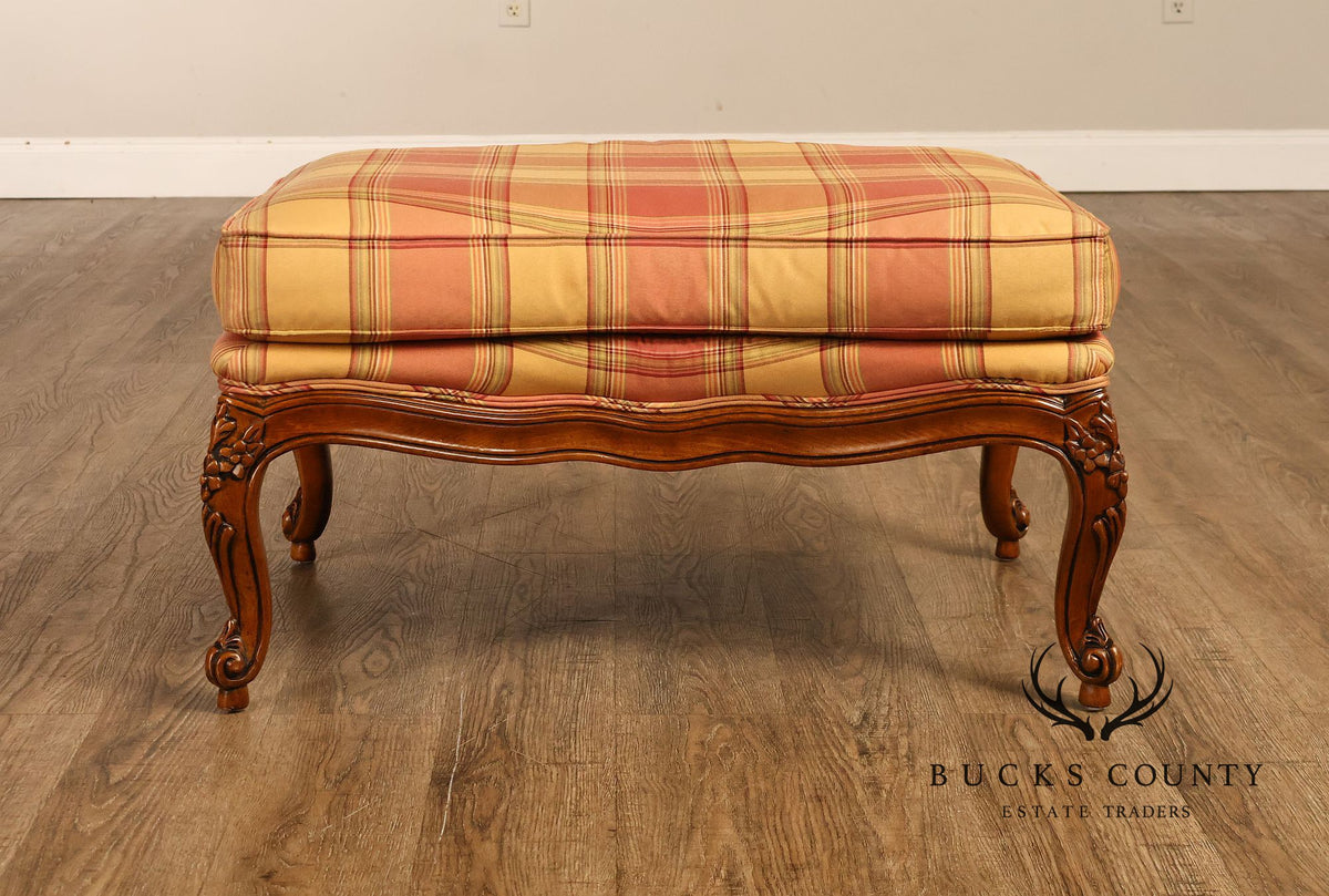 Sherrill Furniture French Louis XV Style Pair of Lounge Chairs with Ottomans