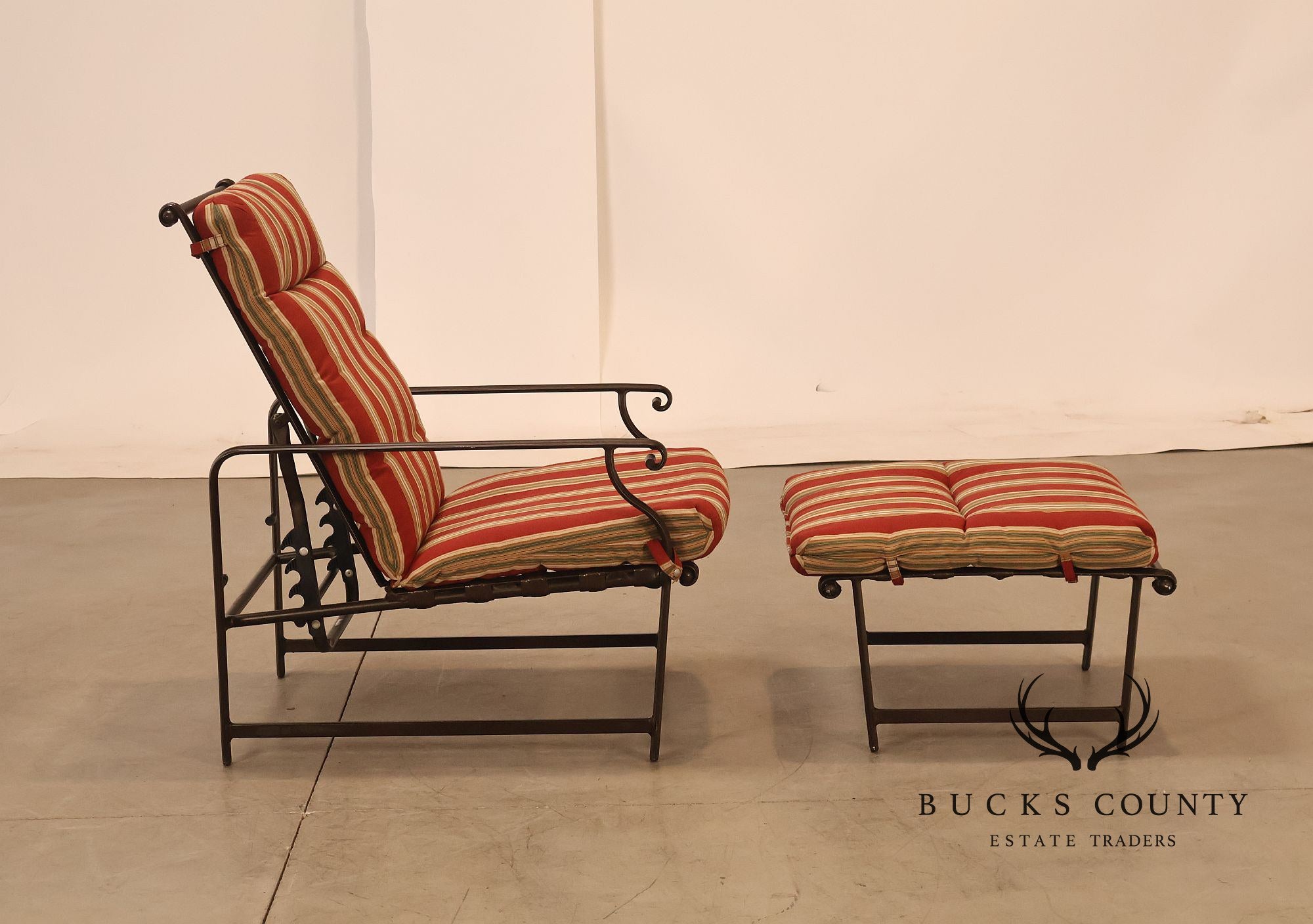 Brown Jordon Outdoor Patio Reclining Lounge Chair with Ottoman