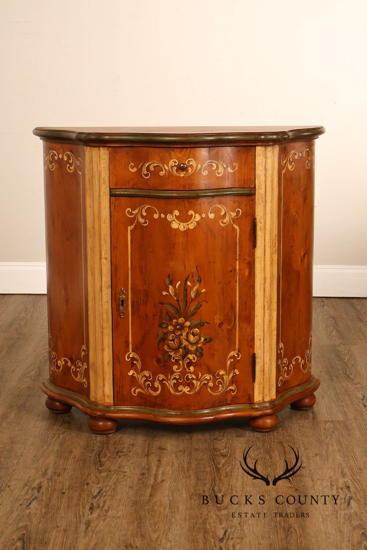 Venetian Style Hand Painted Console Cabinet