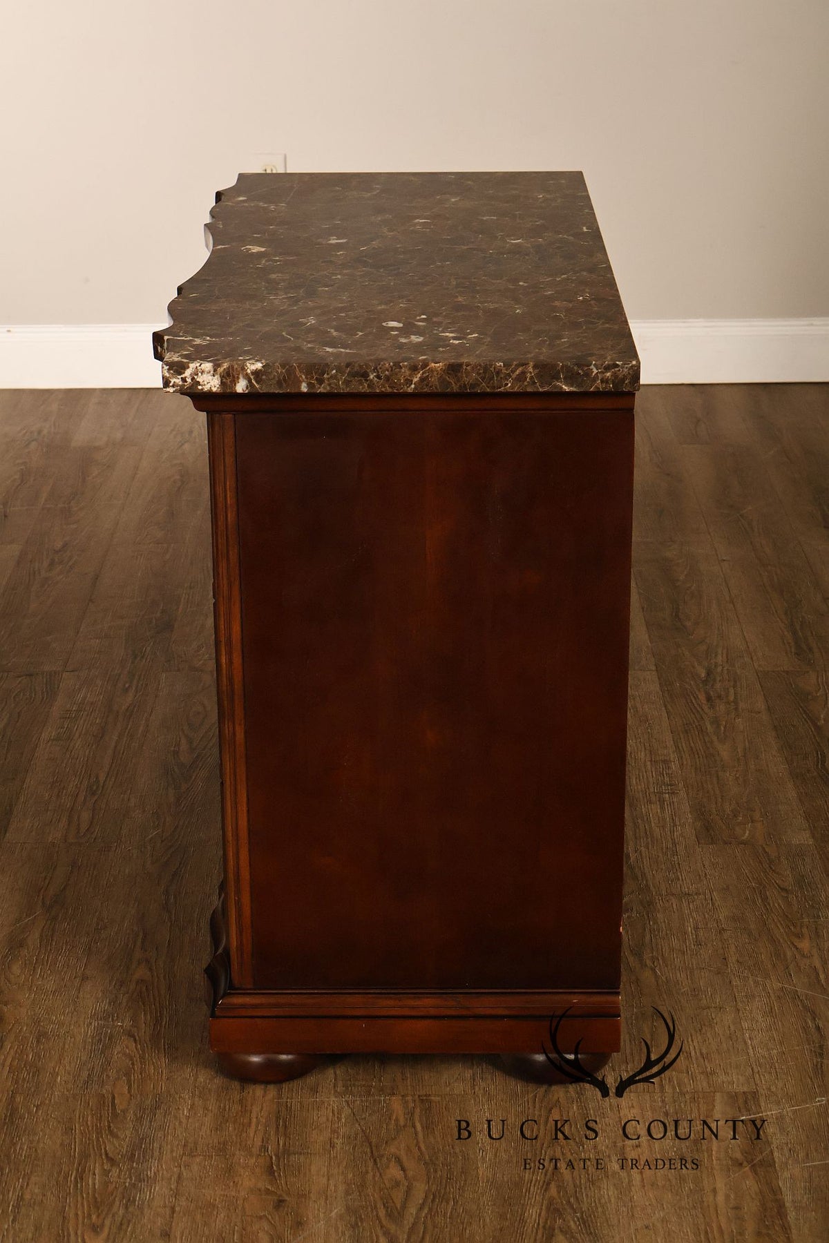 Bernhardt French Provincial Pair Of Marble Top Three-Drawer Nightstands