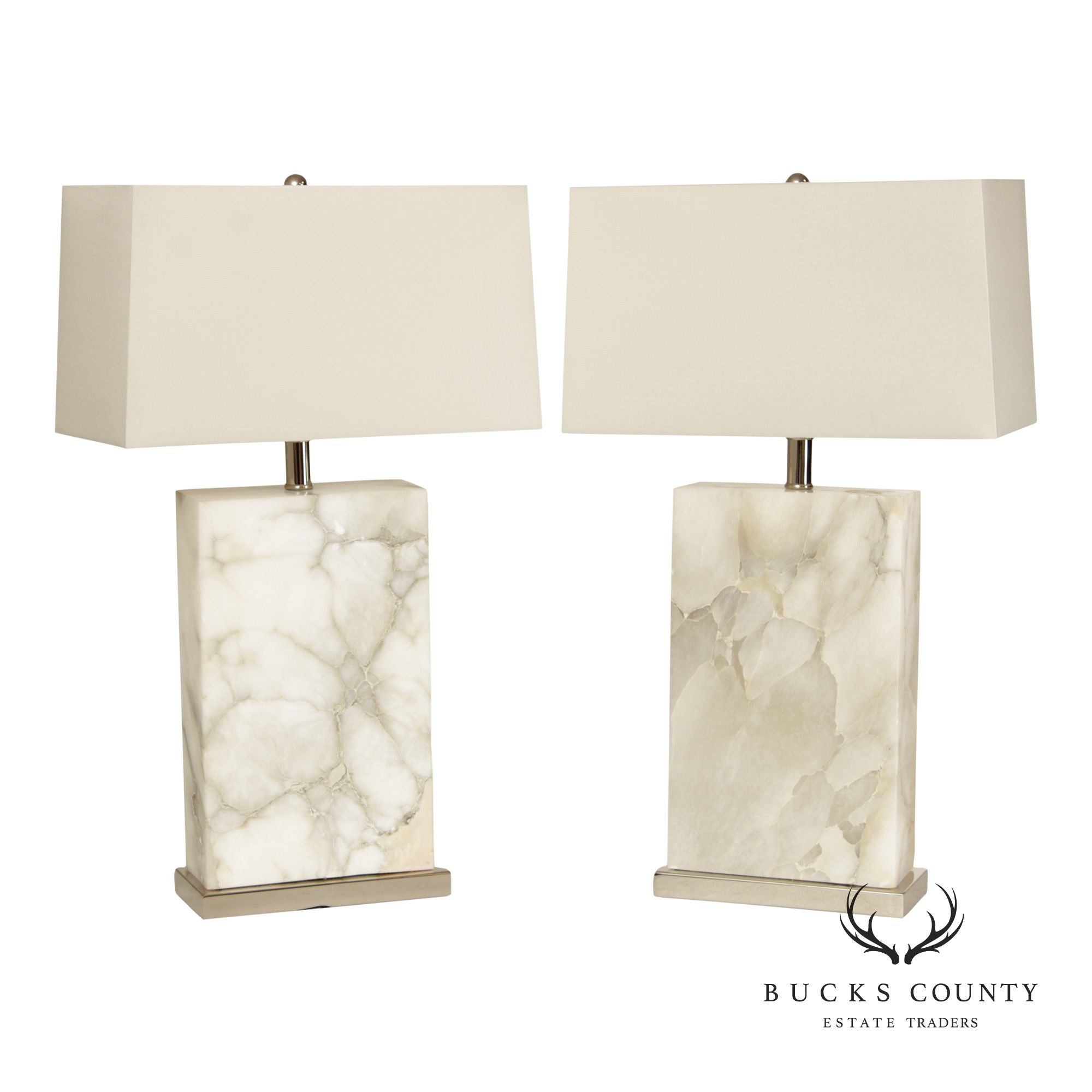 Arteriors Pair of 'Carson' Marble Table Lamps