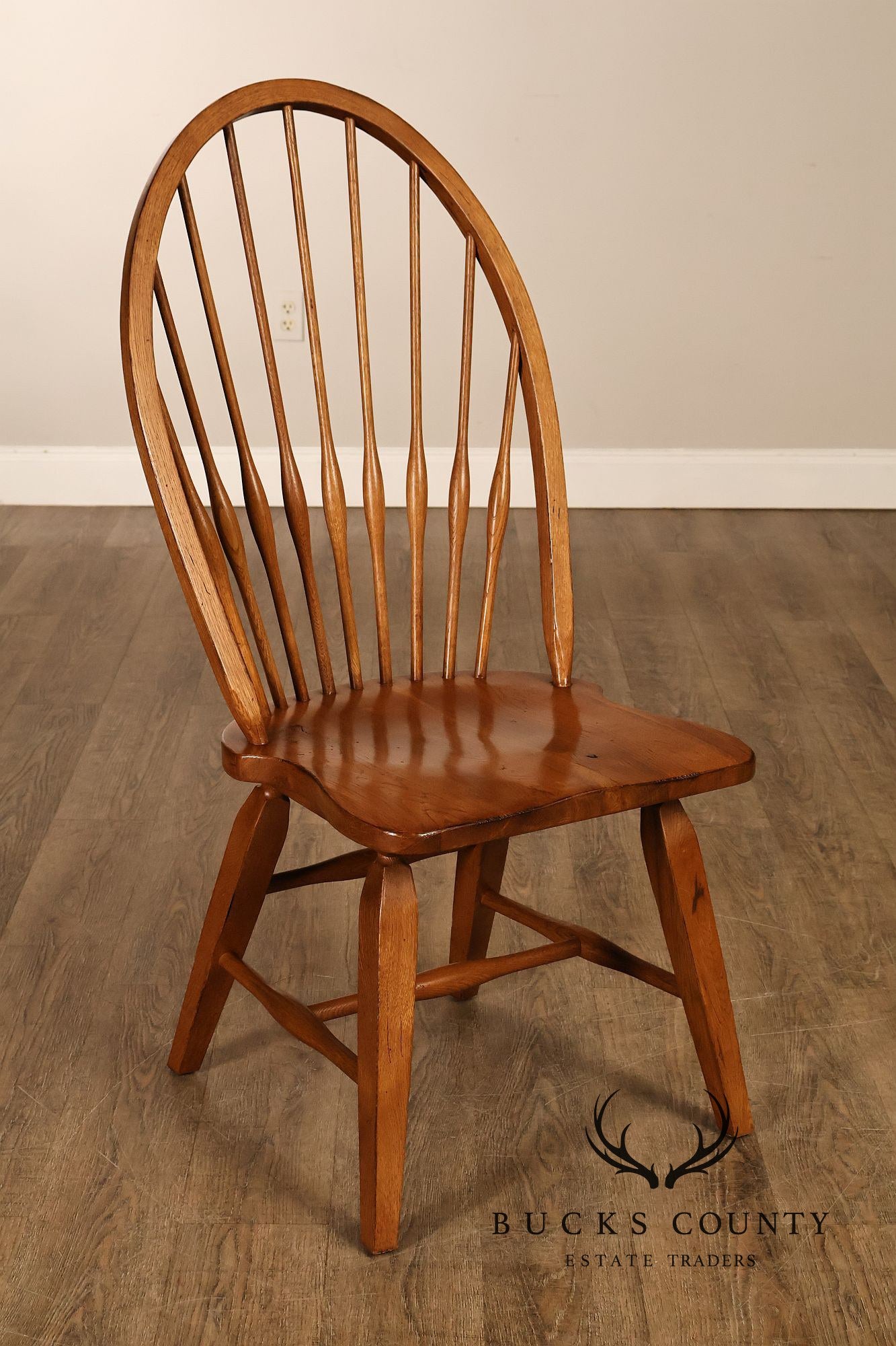 Broyhill Attic Heirlooms Set Of 6 Windsor Style Oak Hoop Back Dining Side Chairs