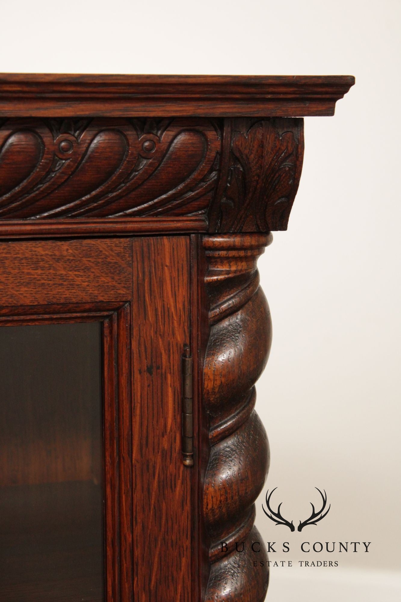 Antique Victorian Oak Barley Twist Bookcase
