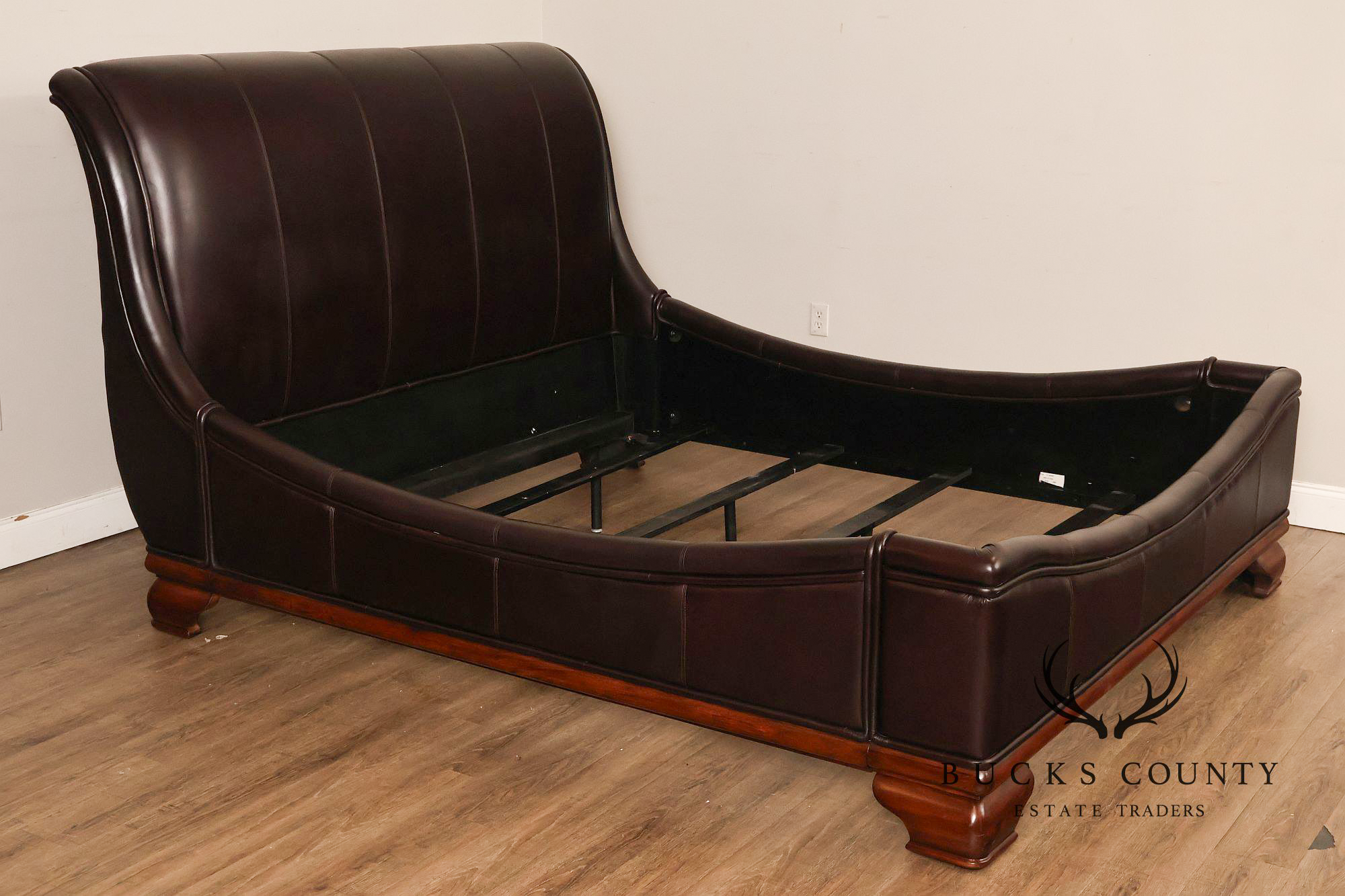 Stanley Leather King Size Sleigh Bed