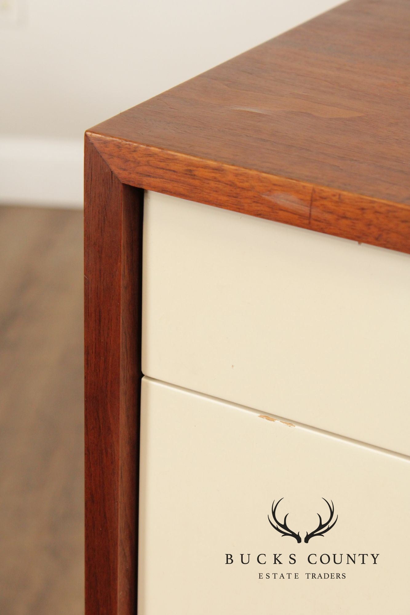 Mid Century Modern White Lacquered Tall Chest