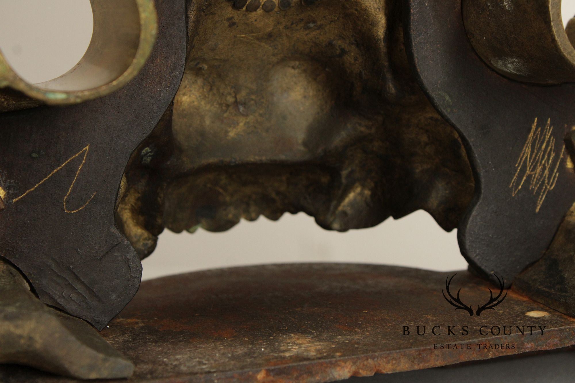 French Louis XIV Style Pair of Brass Figural 'Marmouset' Andirons