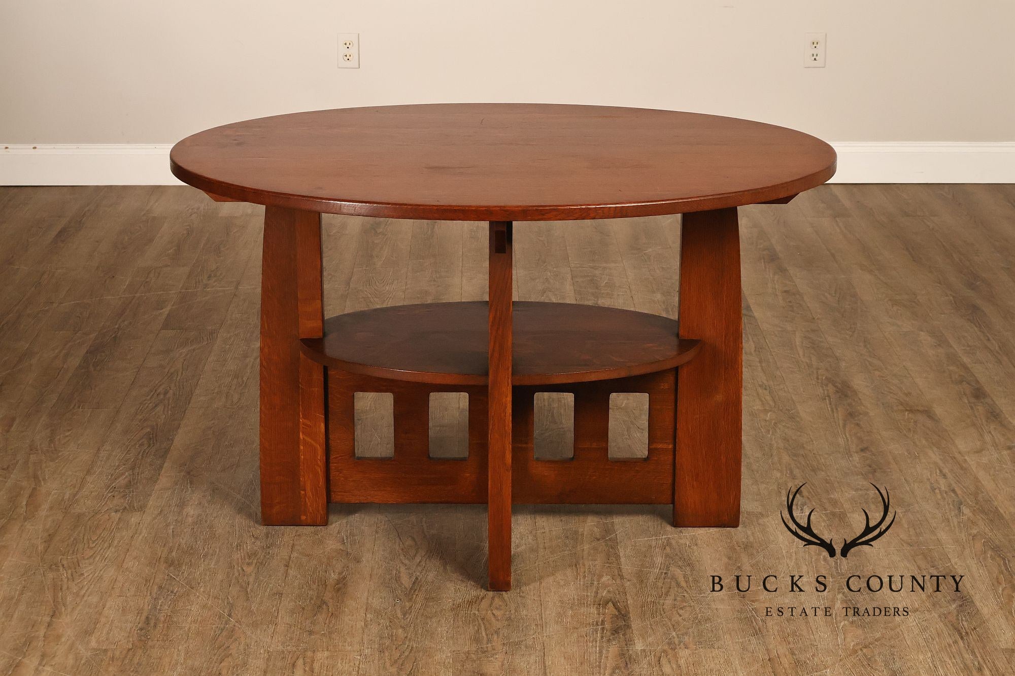 Limbert Arts And Crafts Antique Oak Double Oval Center Table Model 158