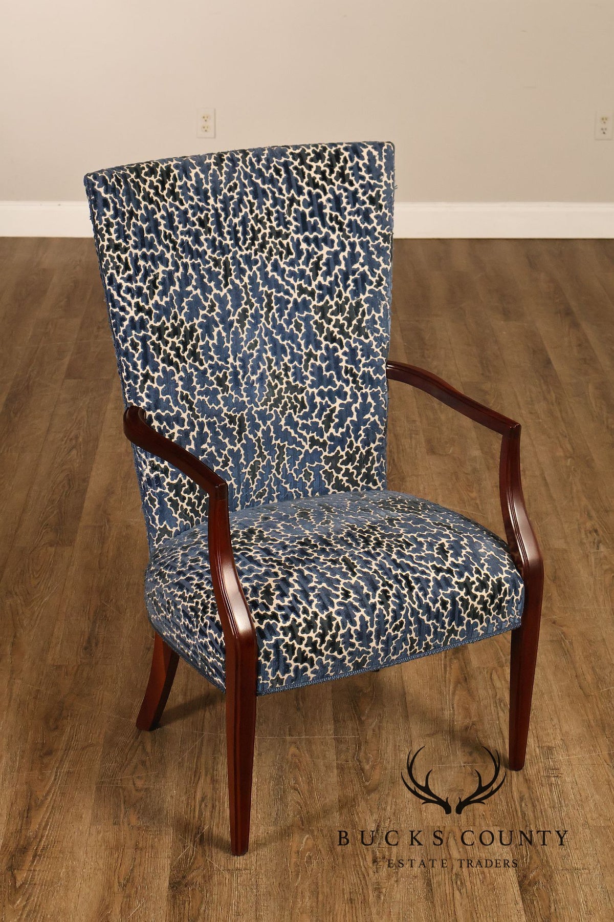 Contemporary Pair of Upholstered Dining Armchairs
