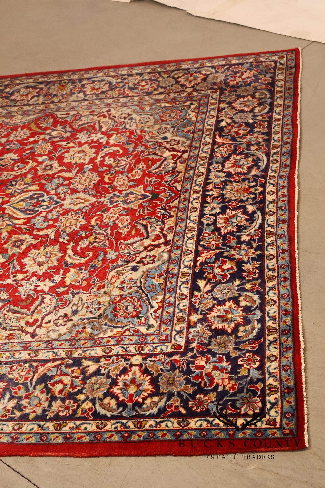 Hand Knotted Persian Style Vintage Wool Area Rug Red Field Floral Medallion